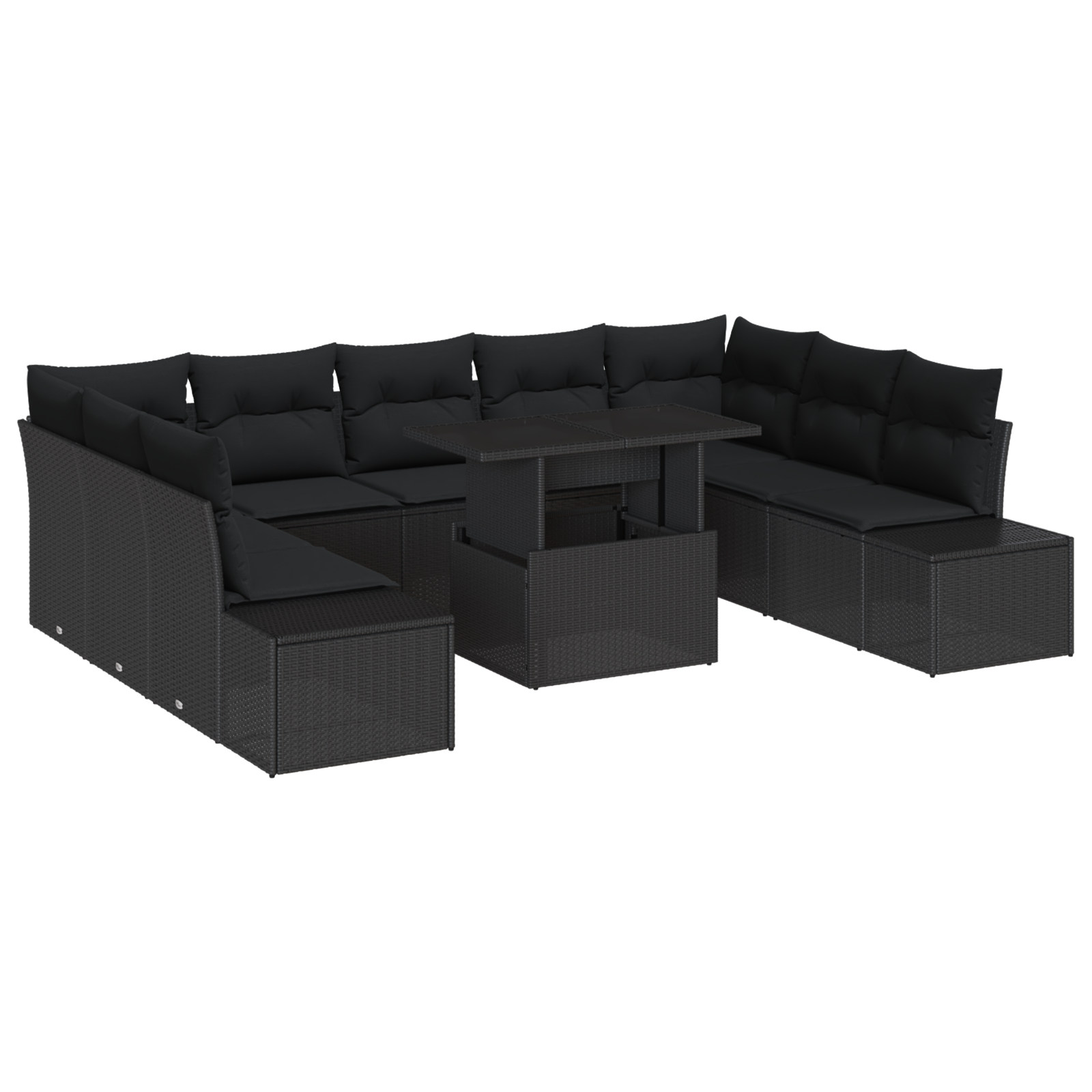 vidaXL Set de canapele pentru grădină 10 pcs Negru 100 x 55 x 73 cm vidaXL Set de canapele pentru grădină 10 pcs Negru 100 x 55 x 73 cm