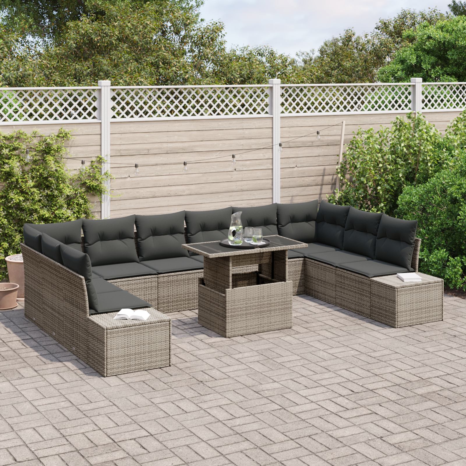vidaXL Set de canapele pentru grădină 11 pcs Gri 100 x 55 x 73 cm