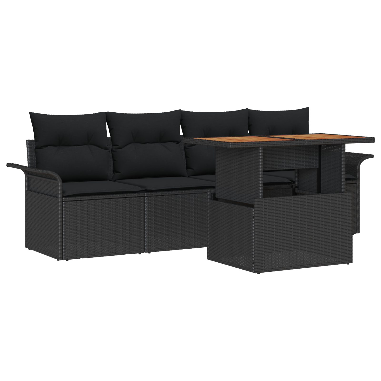vidaXL Set de canapele pentru grădină 5 pcs Negru 100 x 55 x 73 cm