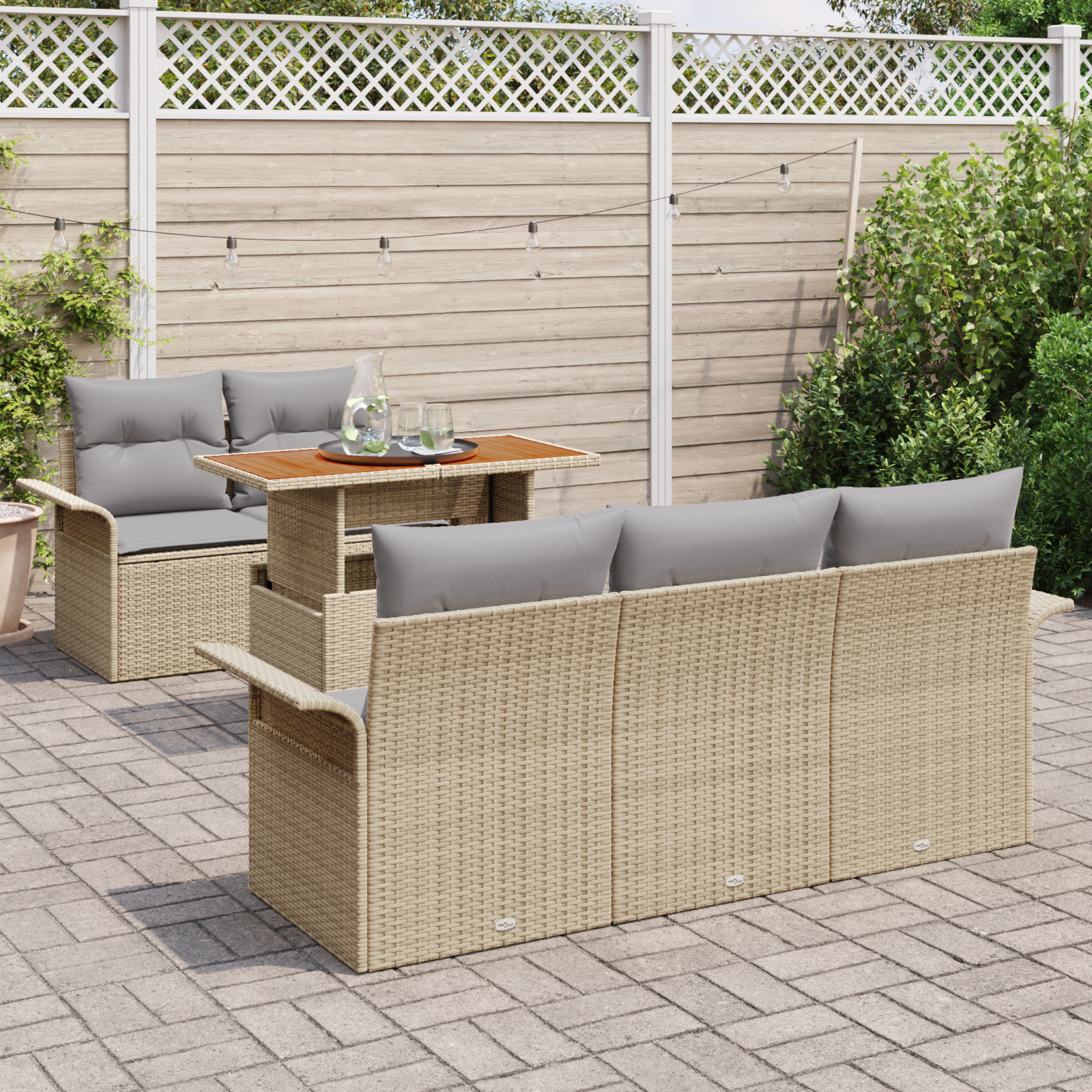 vidaXL Set de canapele pentru grădină Manual 6 pcs bej și gri deschis