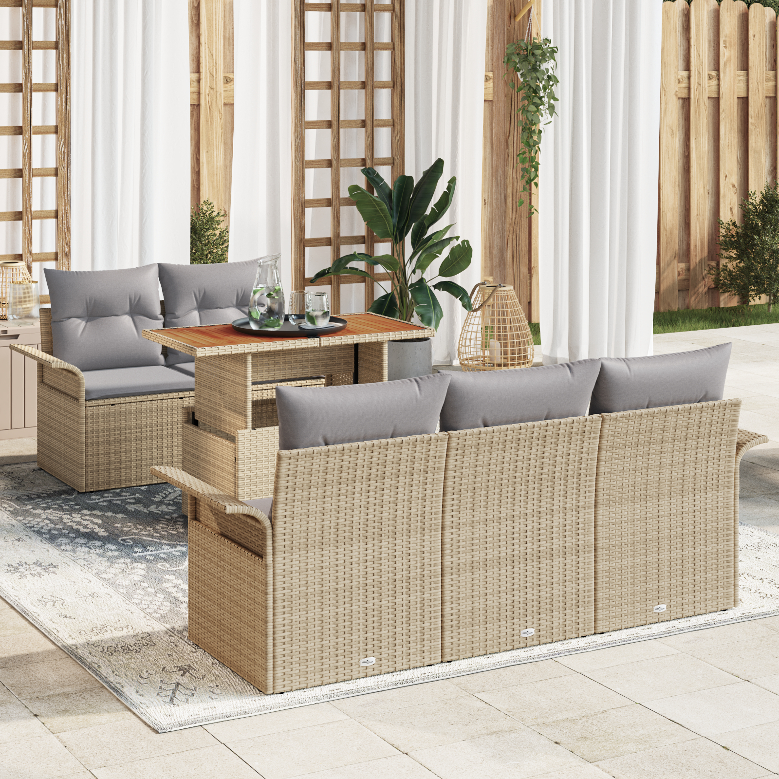 vidaXL Set de canapele pentru grădină Manual 6 pcs bej și gri deschis