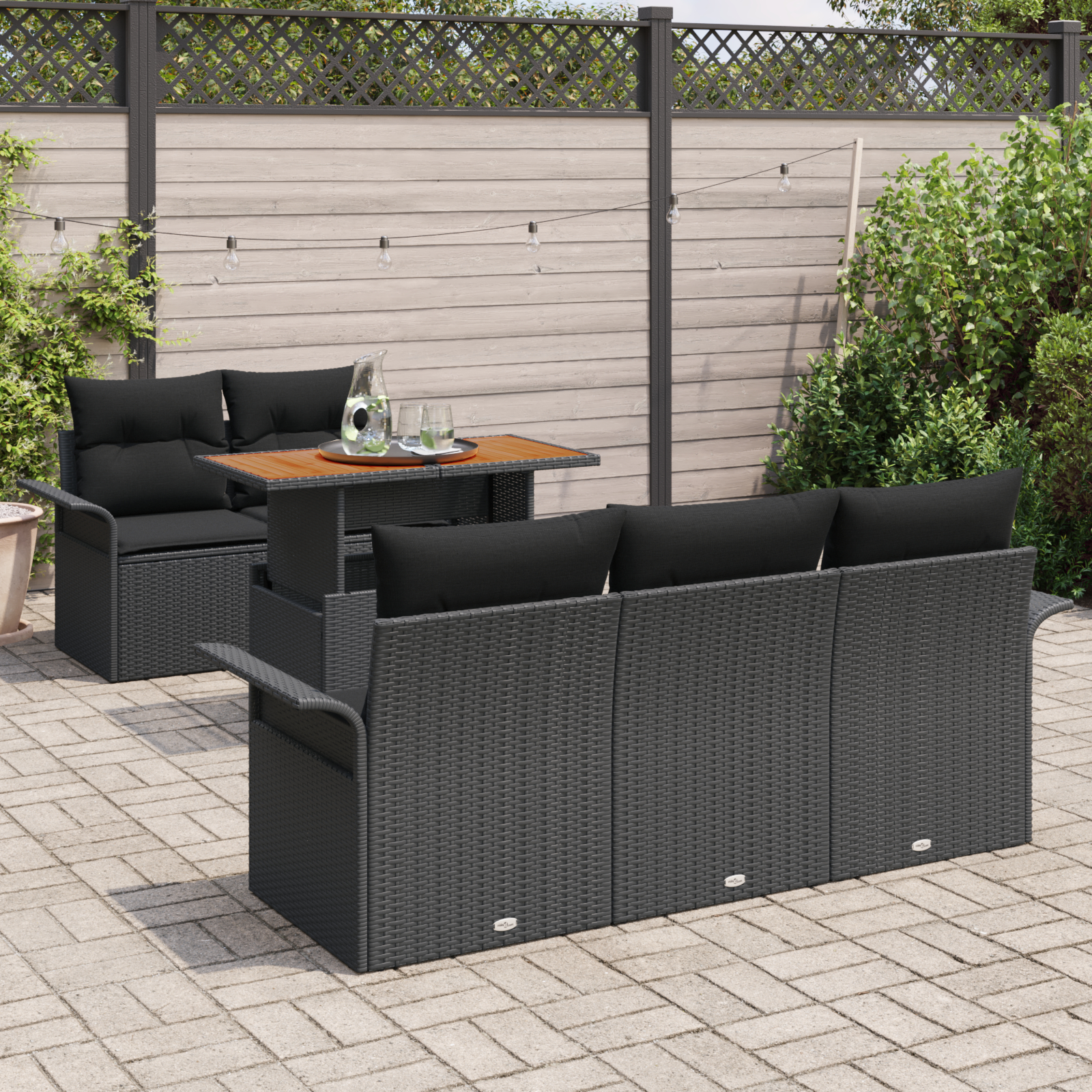 vidaXL Set de canapele pentru grădină 6 pcs Negru 100 x 55 x 73 cm