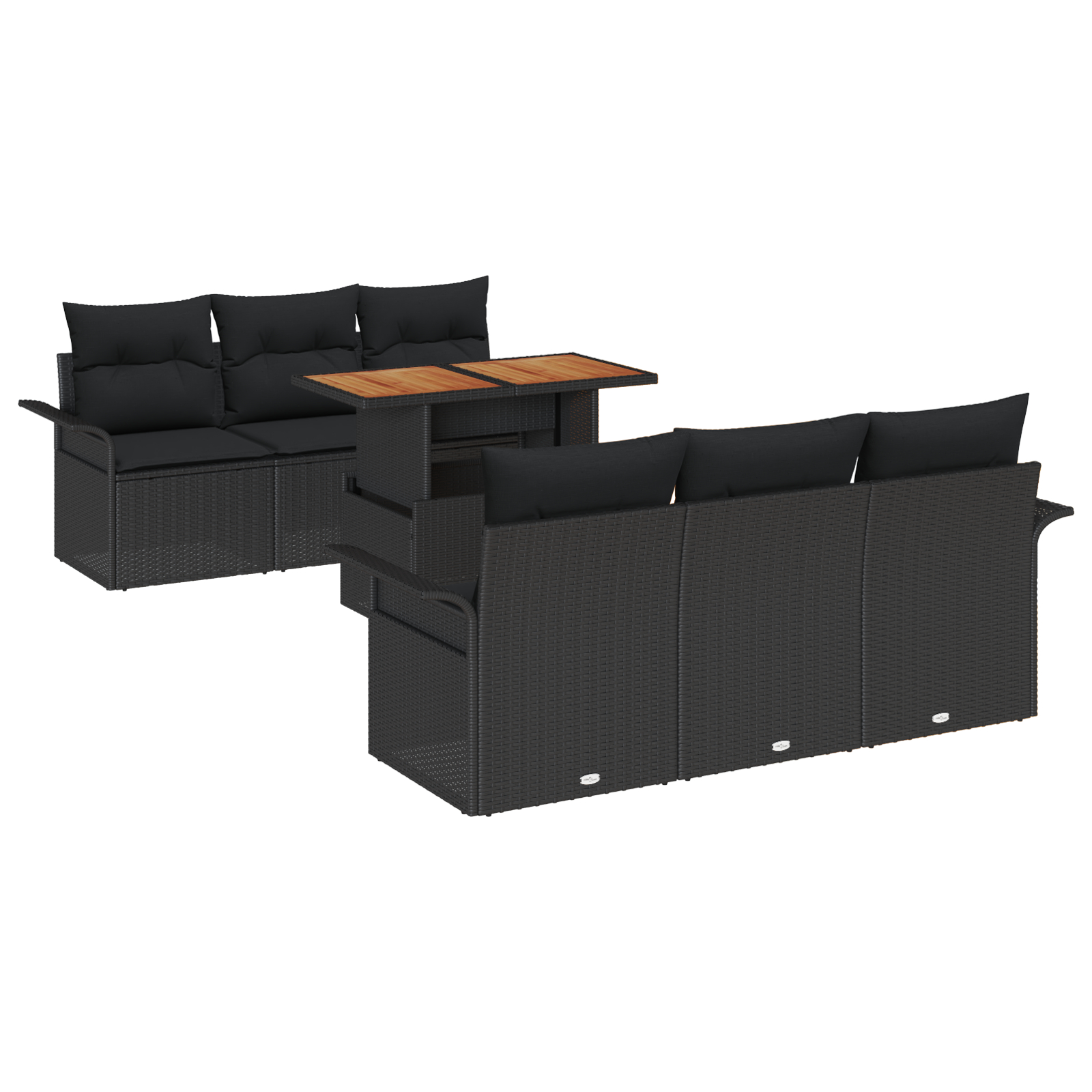 vidaXL Set de canapele pentru grădină 7 pcs Negru 100 x 55 x 73 cm