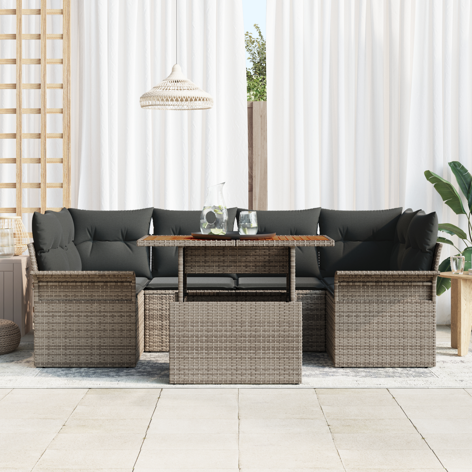 vidaXL Set de canapele pentru grădină 7 pcs Gri 100 x 55 x 73 cm