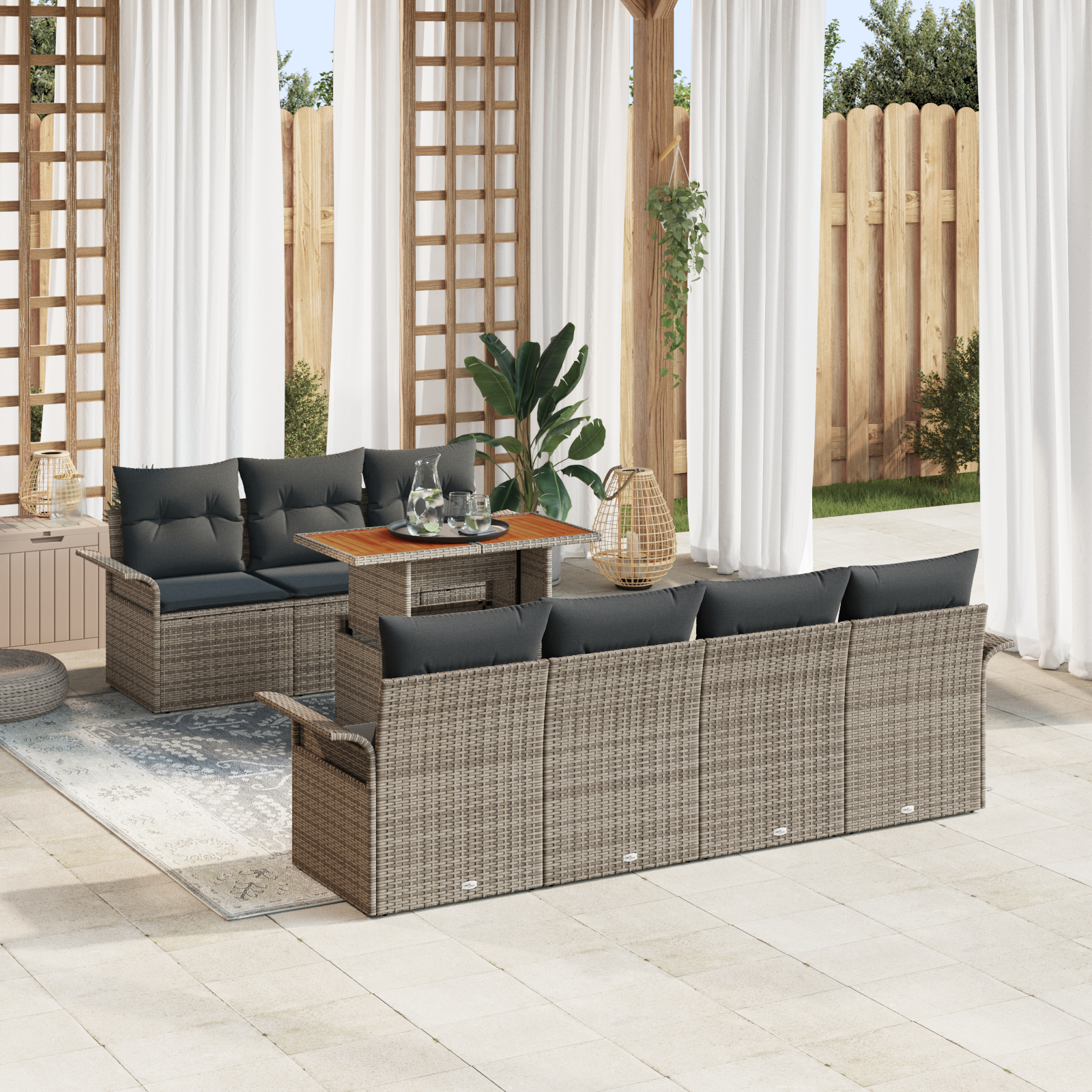vidaXL Set de canapele pentru grădină 8 pcs Gri 100 x 55 x 73 cm