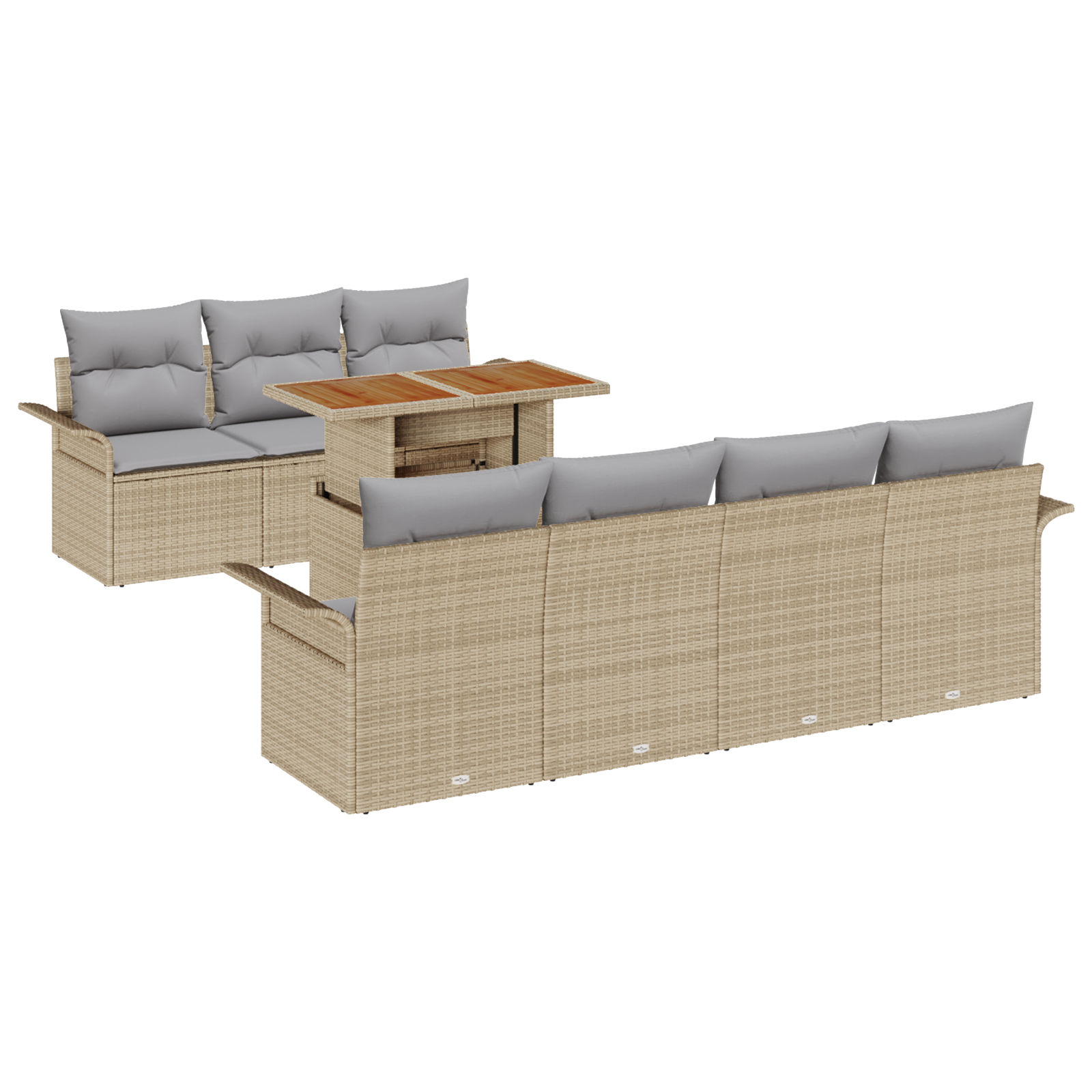 vidaXL Set de canapele pentru grădină 8 pcs bej și gri deschis