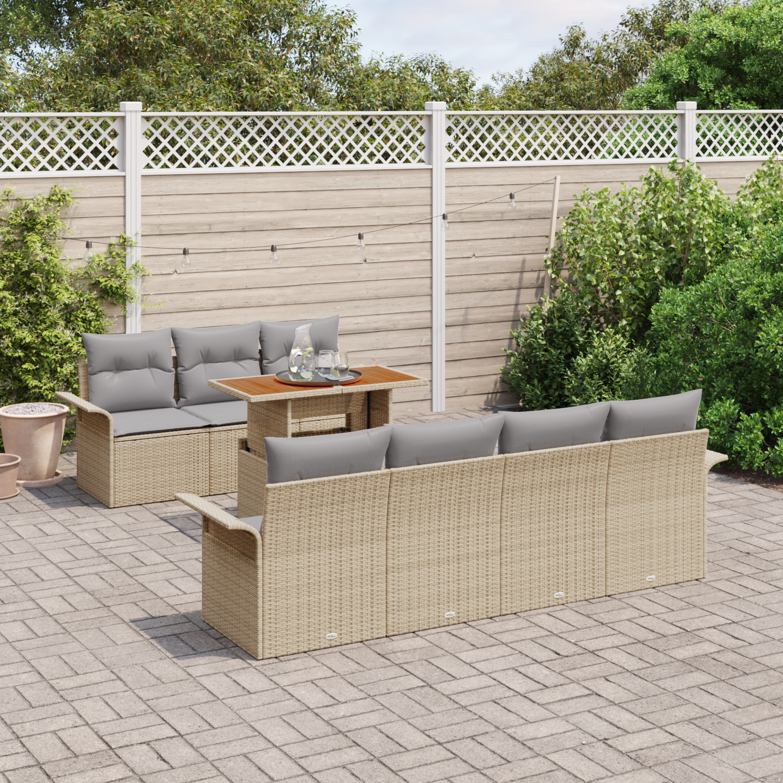 vidaXL Set de canapele pentru grădină 8 pcs bej și gri deschis