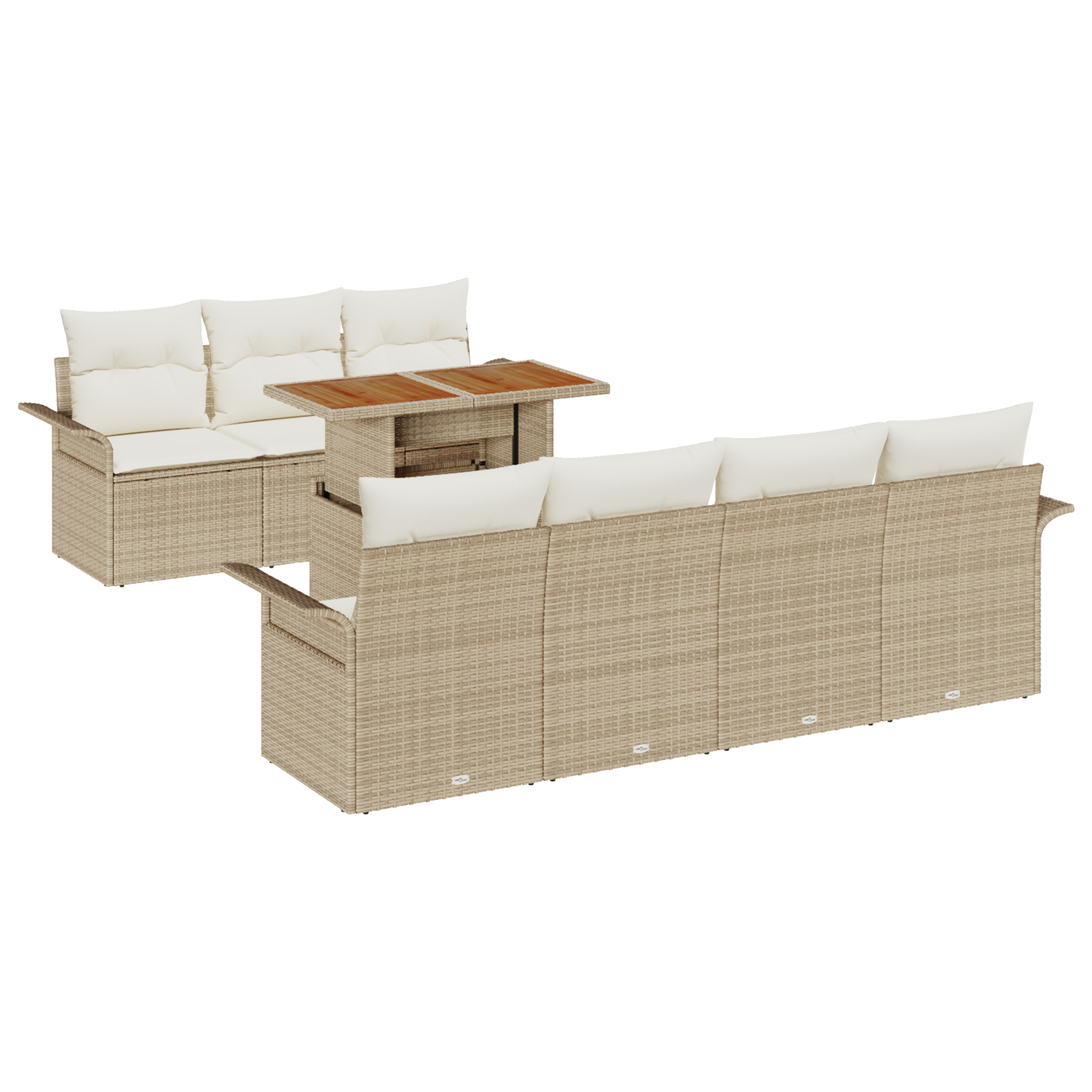 vidaXL Set de canapele pentru grădină cu pernă 8 pcs bej și crem