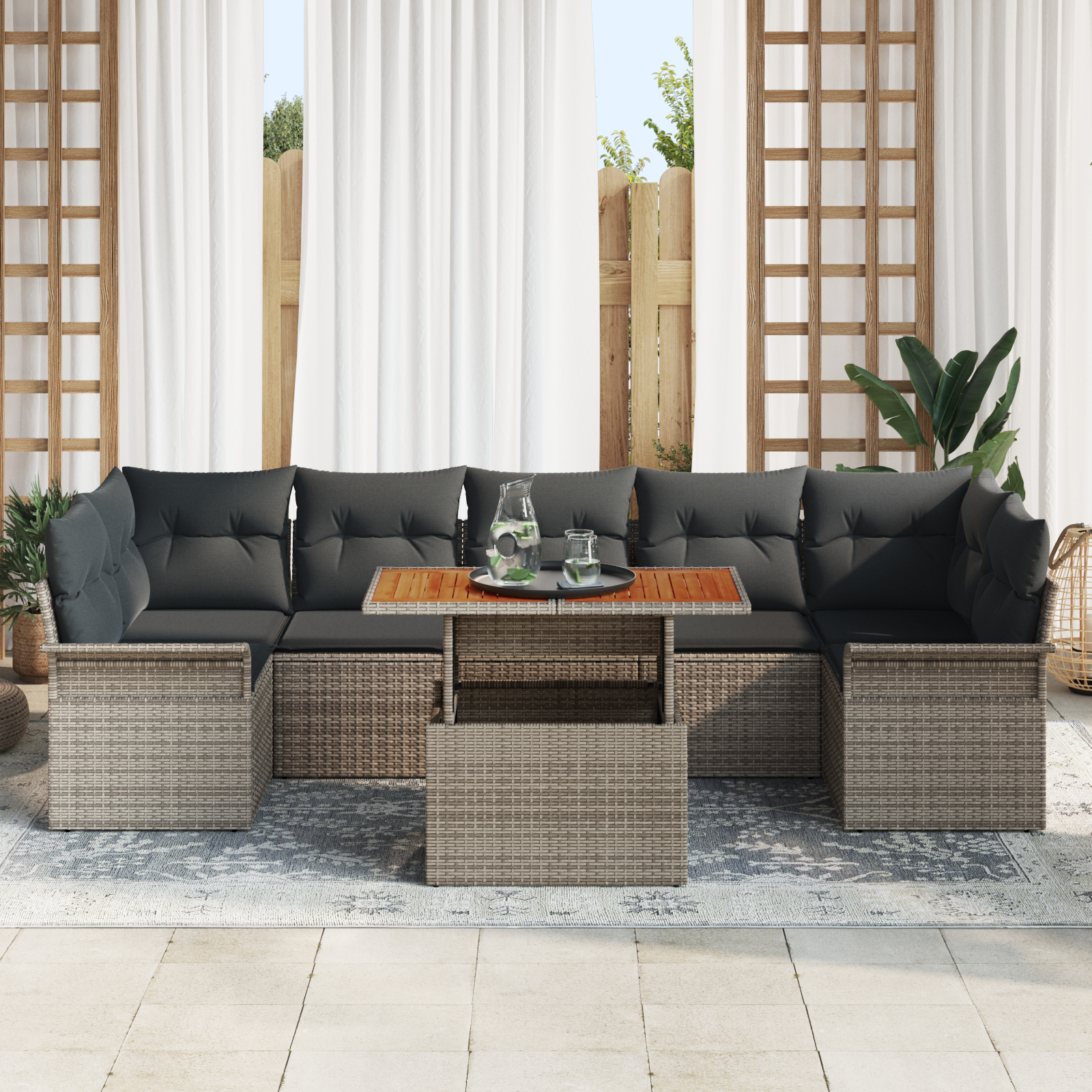 vidaXL Set de canapele pentru grădină 8 pcs Gri 100 x 55 x 73 cm