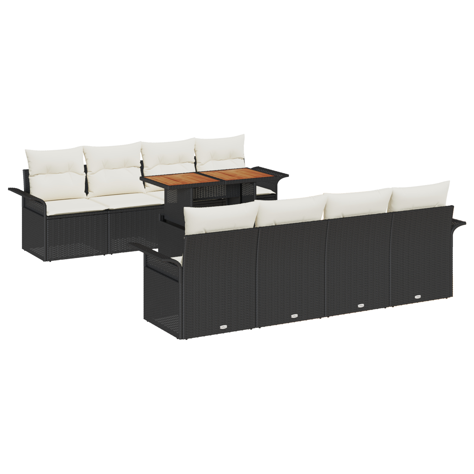 vidaXL Set de canapele pentru grădină cu pernă 7 pcs negru și crem vidaXL Set de canapele pentru grădină cu pernă 7 pcs negru și crem