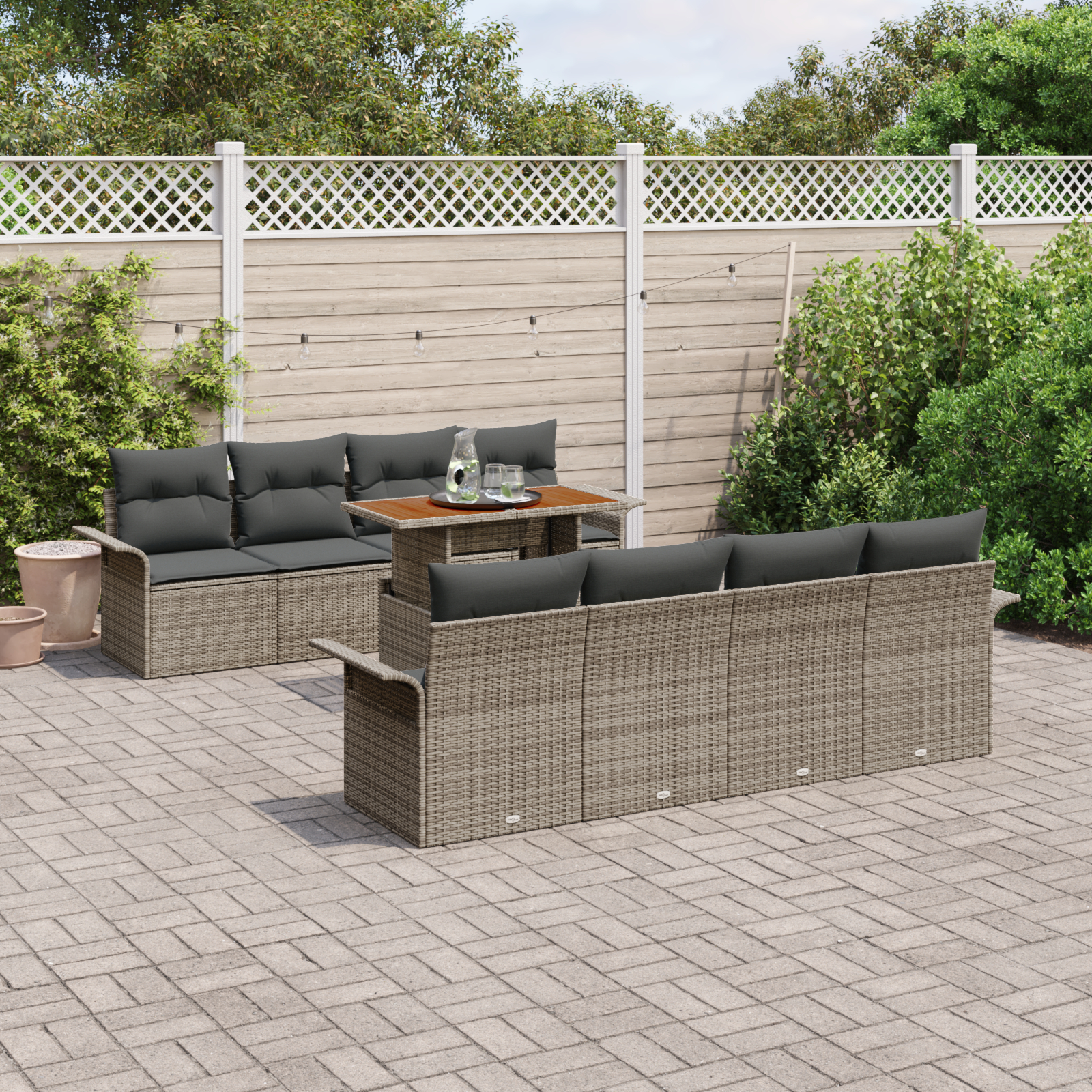 vidaXL Set de canapele pentru grădină 7 pcs Gri 100 x 55 x 73 cm