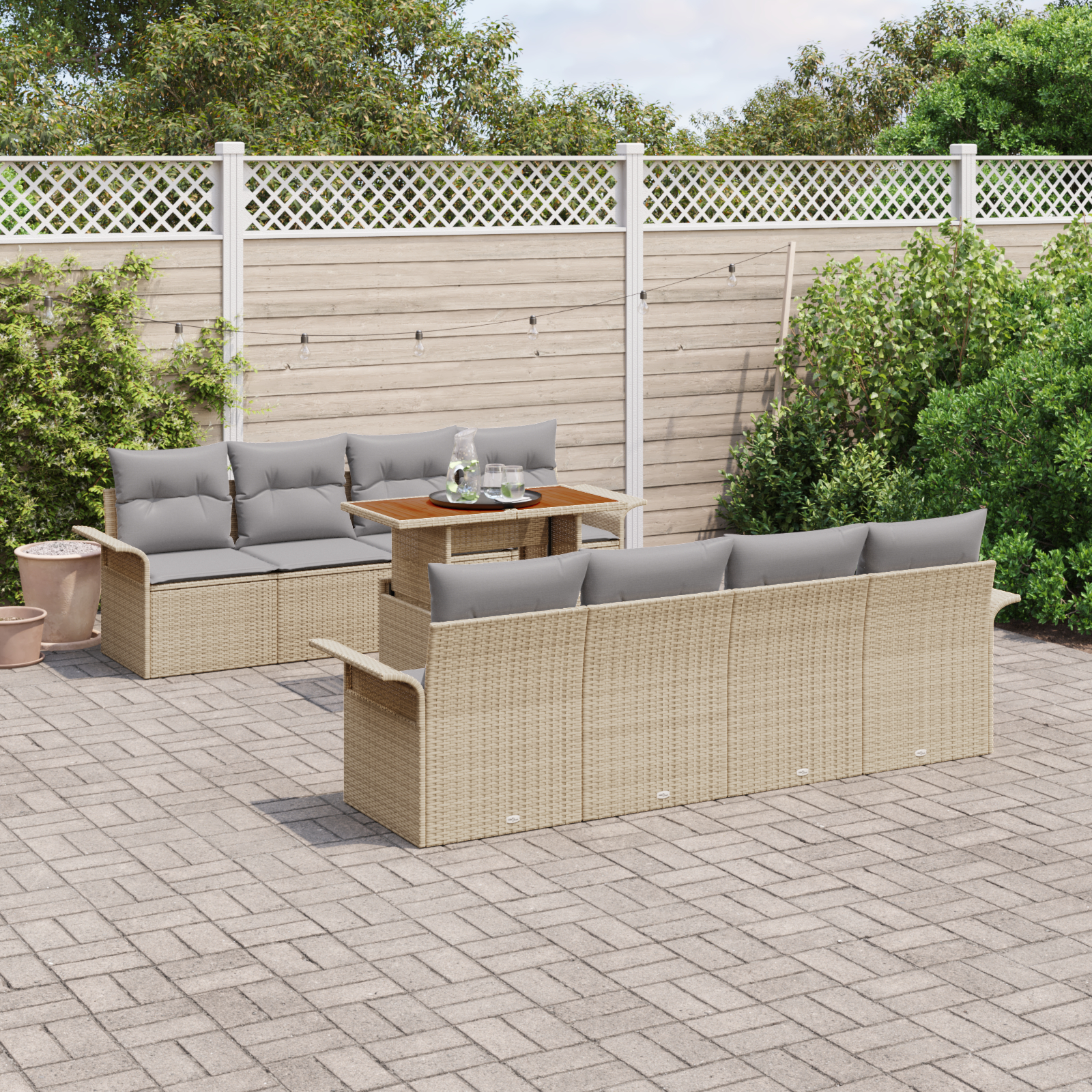 vidaXL Set de canapele pentru grădină 7 pcs bej și gri deschis