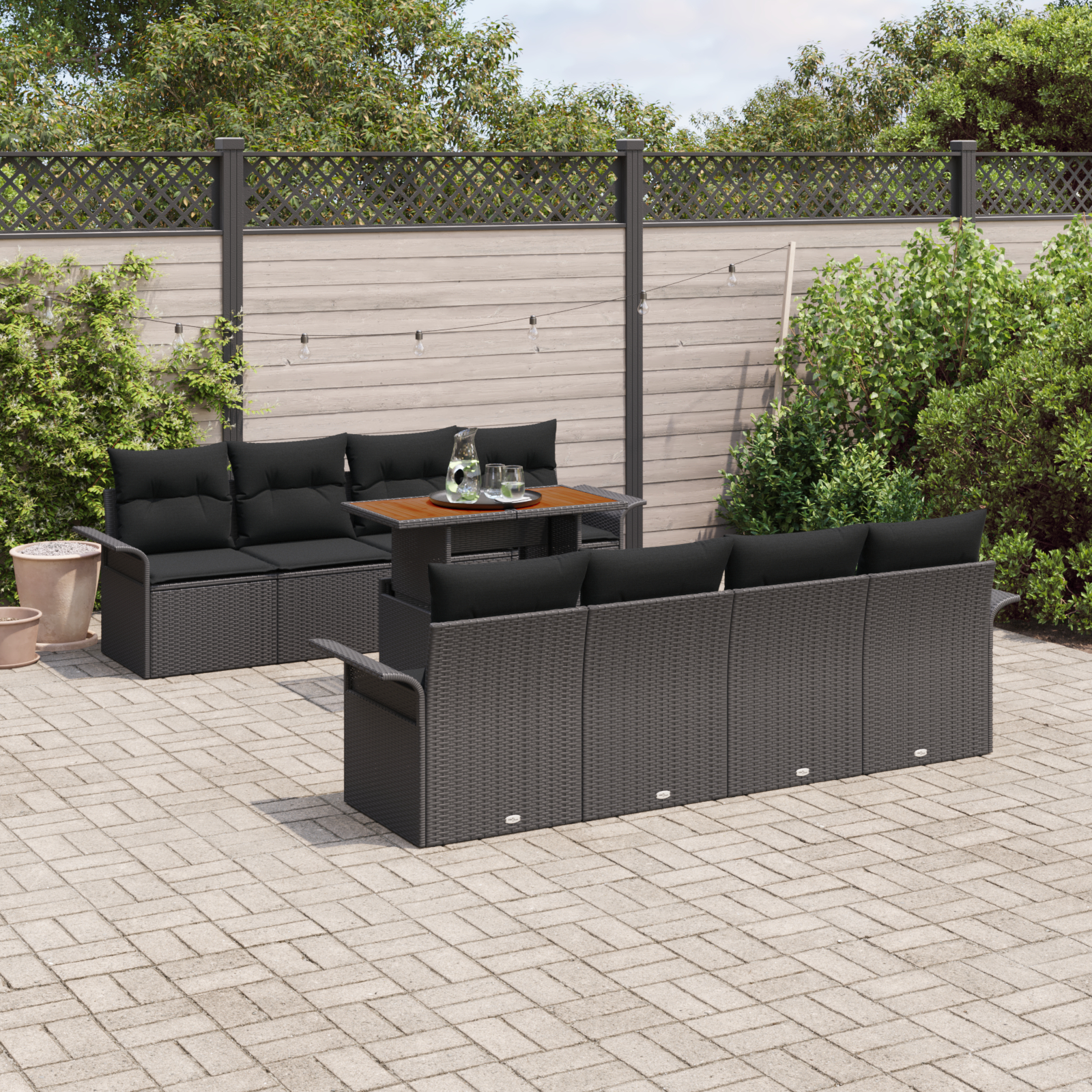 vidaXL Set de canapele pentru grădină 7 pcs Negru 100 x 55 x 73 cm vidaXL Set de canapele pentru grădină 7 pcs Negru 100 x 55 x 73 cm
