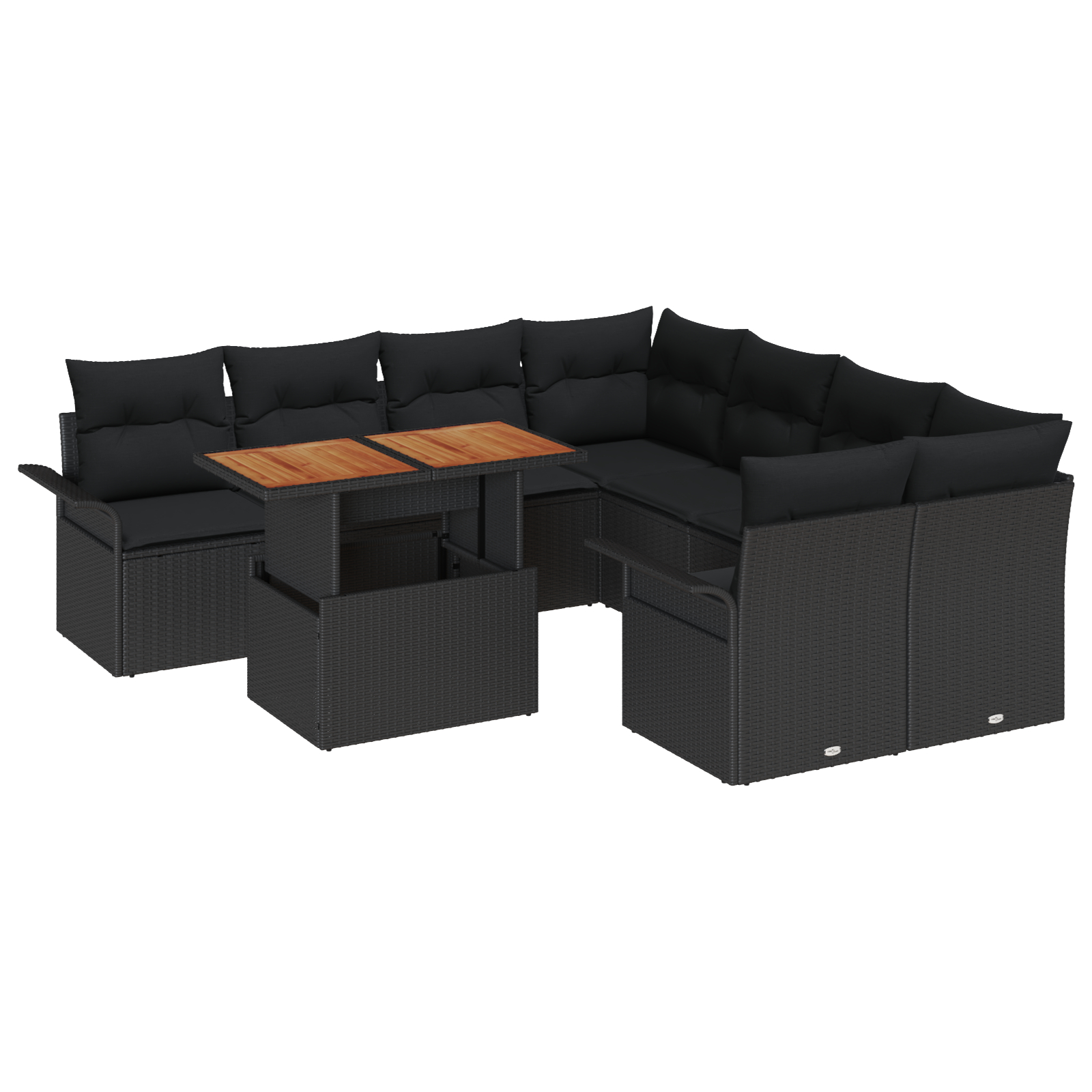 vidaXL Set de canapele pentru grădină cu pernă 9 pcs Negru