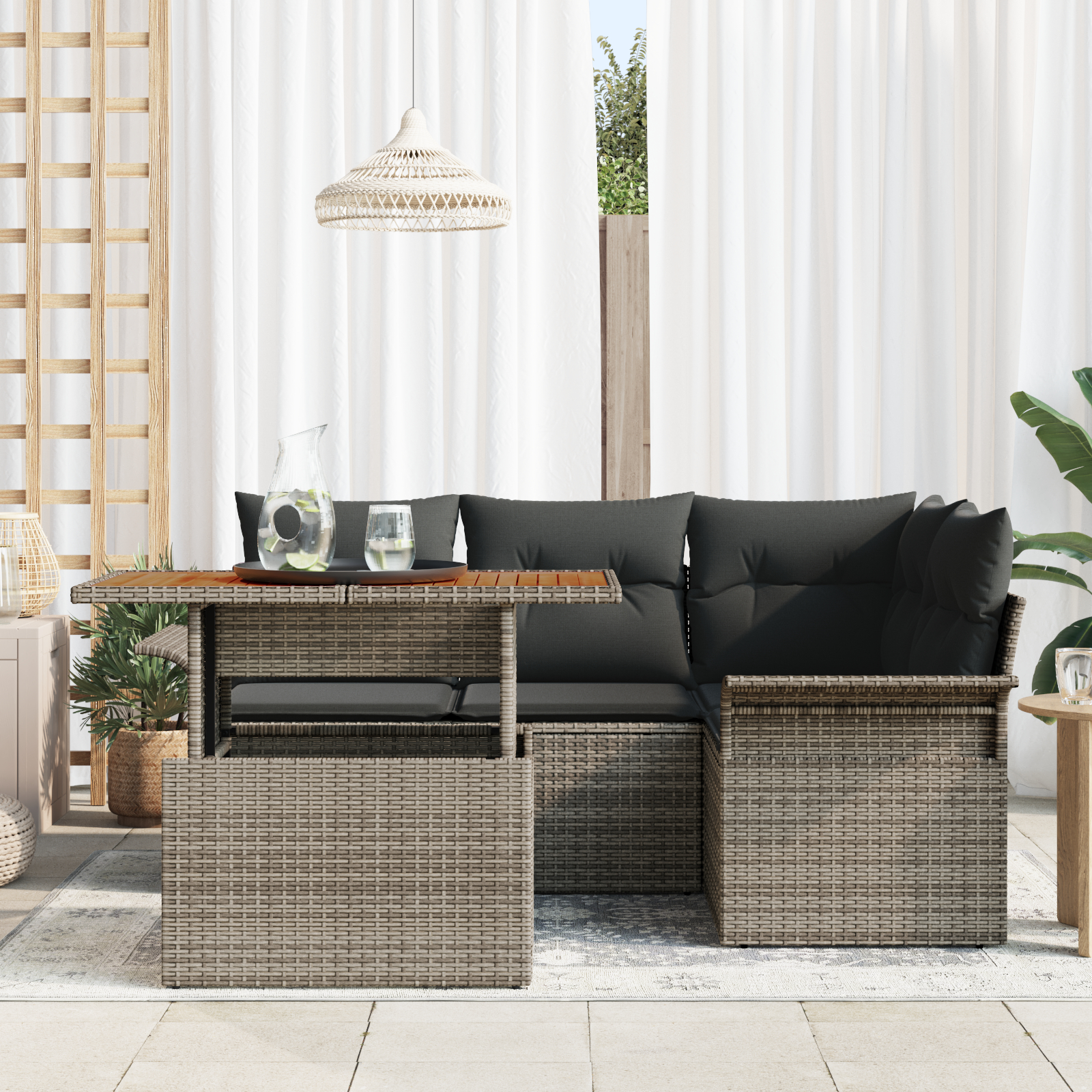 vidaXL Set de canapele pentru grădină 5 pcs Gri 100 x 55 x 73 cm