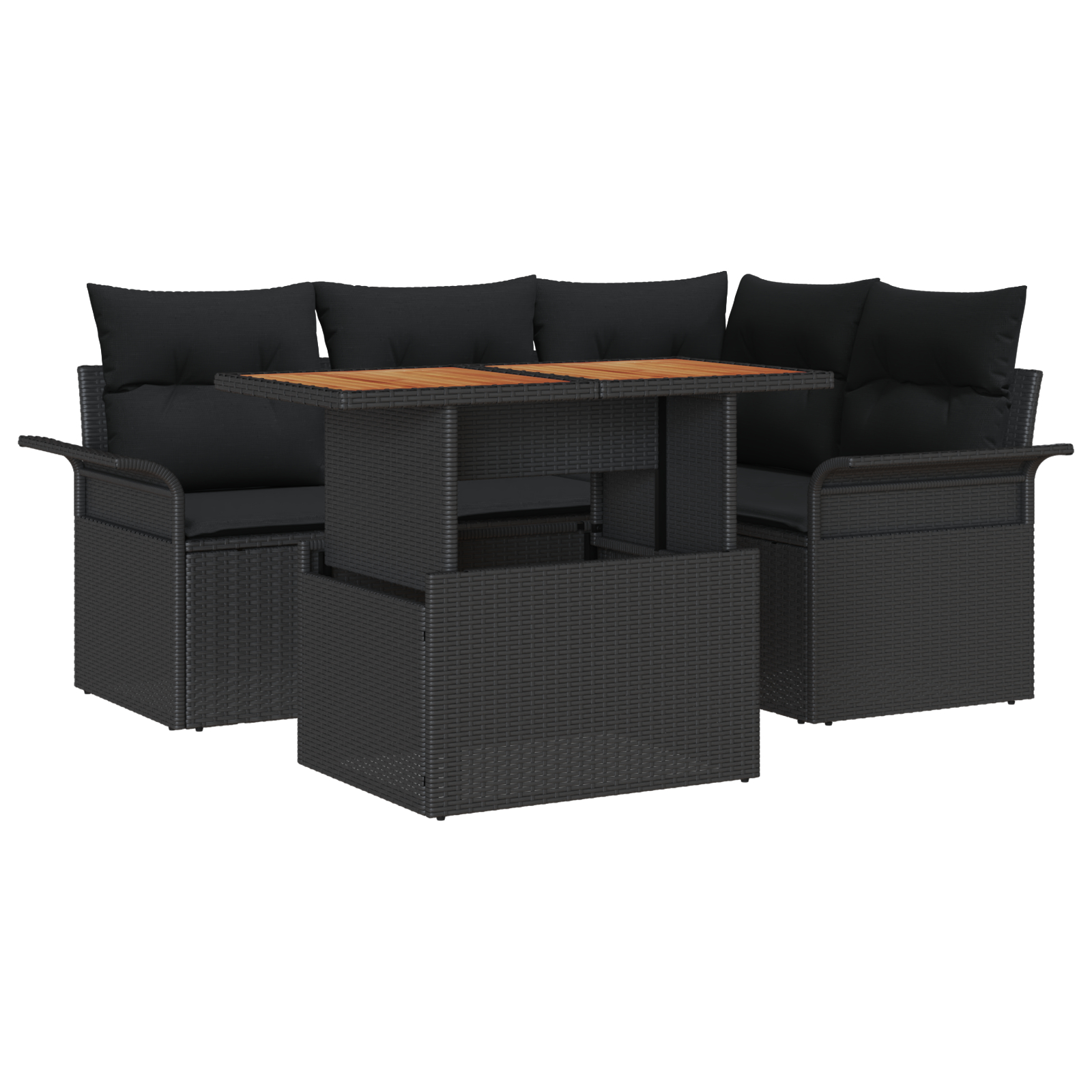 vidaXL Set de canapele pentru grădină 5 pcs Negru 100 x 55 x 73 cm