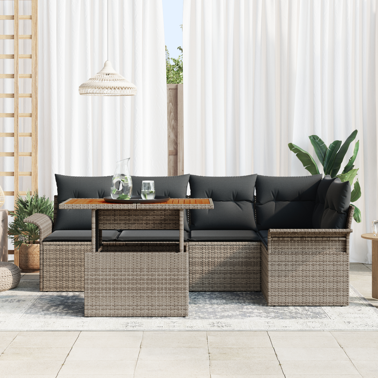 vidaXL Set de canapele pentru grădină 6 pcs Gri 100 x 55 x 73 cm