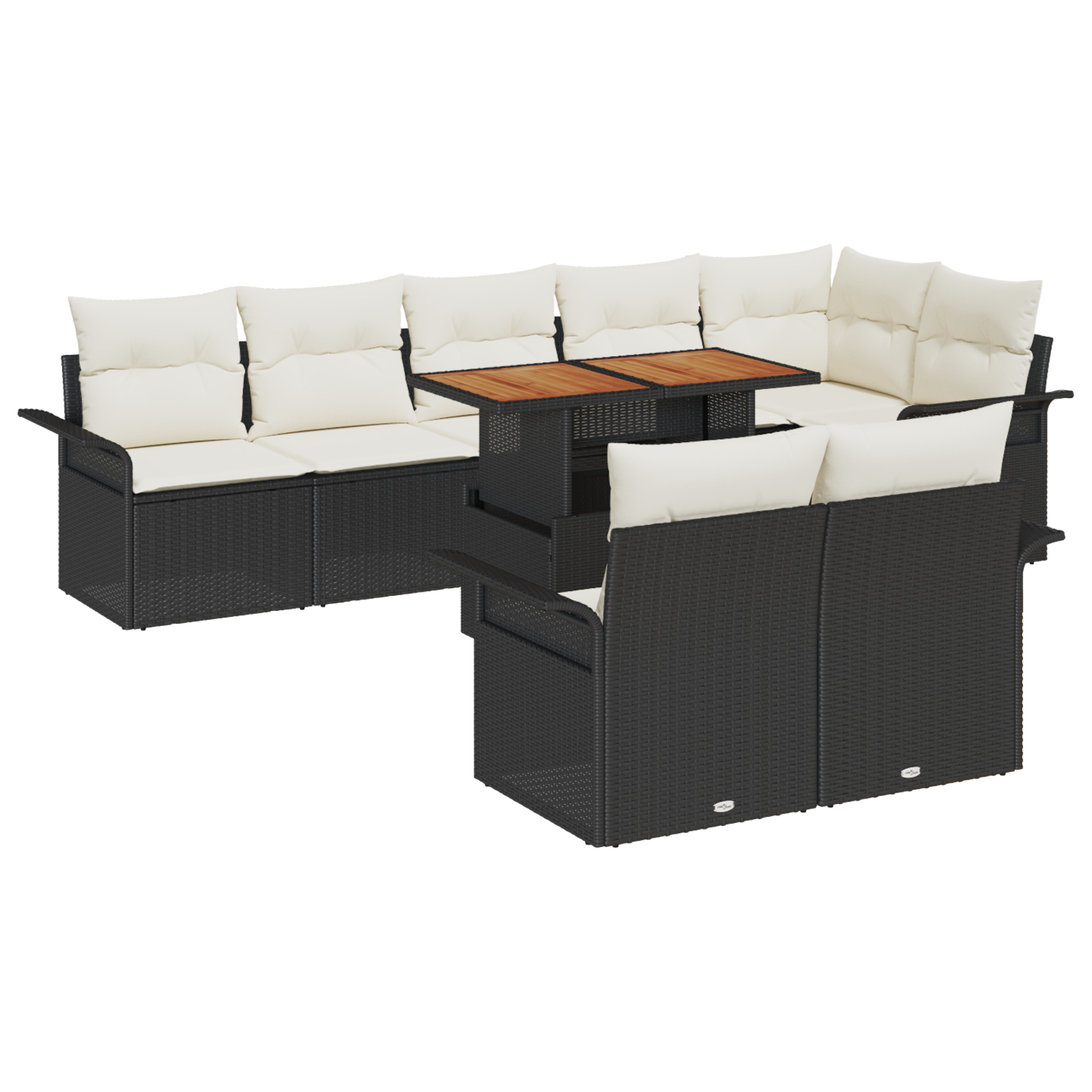 vidaXL Set de canapele pentru grădină cu pernă 9 pcs negru și crem vidaXL Set de canapele pentru grădină cu pernă 9 pcs negru și crem