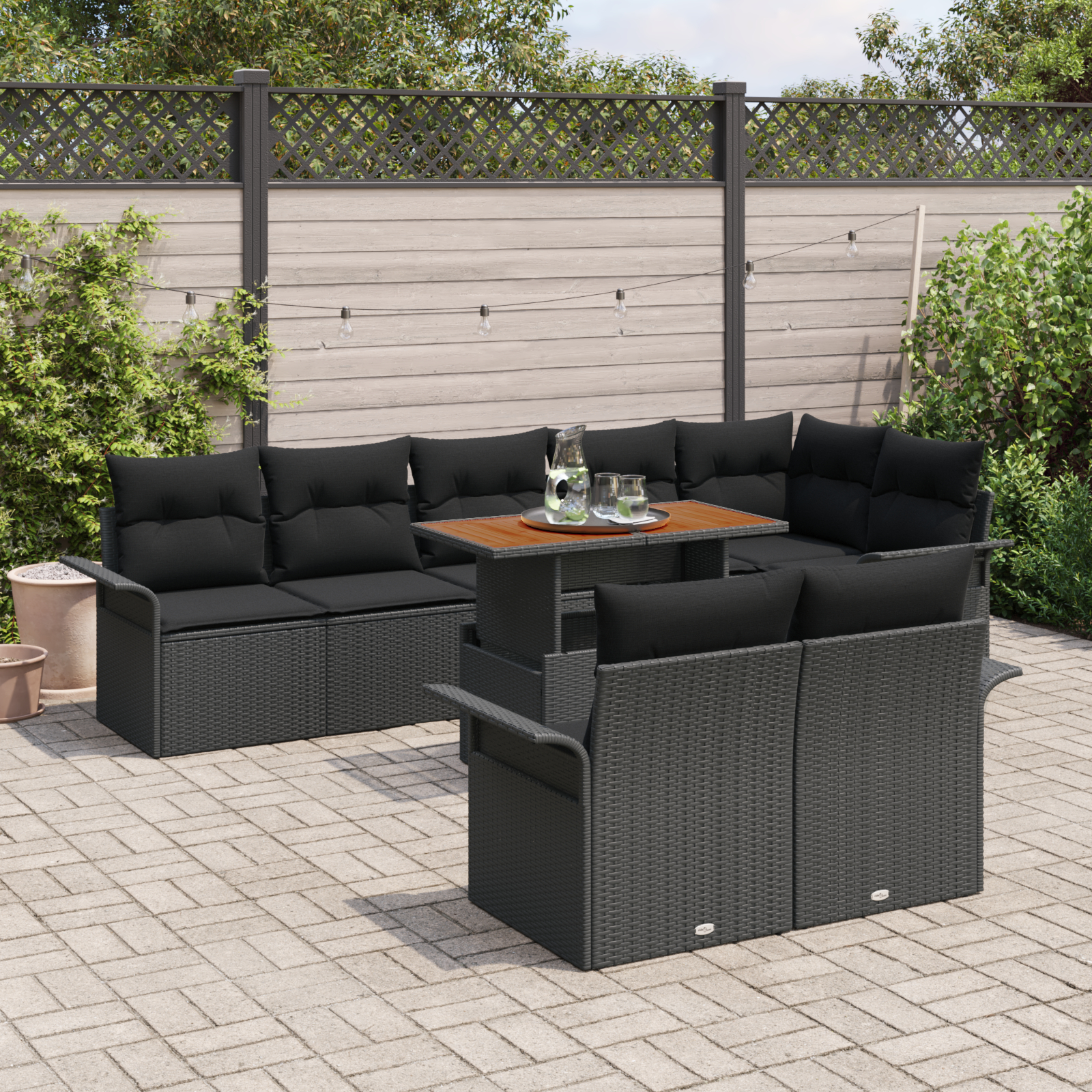 vidaXL Set de canapele pentru grădină 9 pcs Negru 100 x 55 x 73 cm vidaXL Set de canapele pentru grădină 9 pcs Negru 100 x 55 x 73 cm