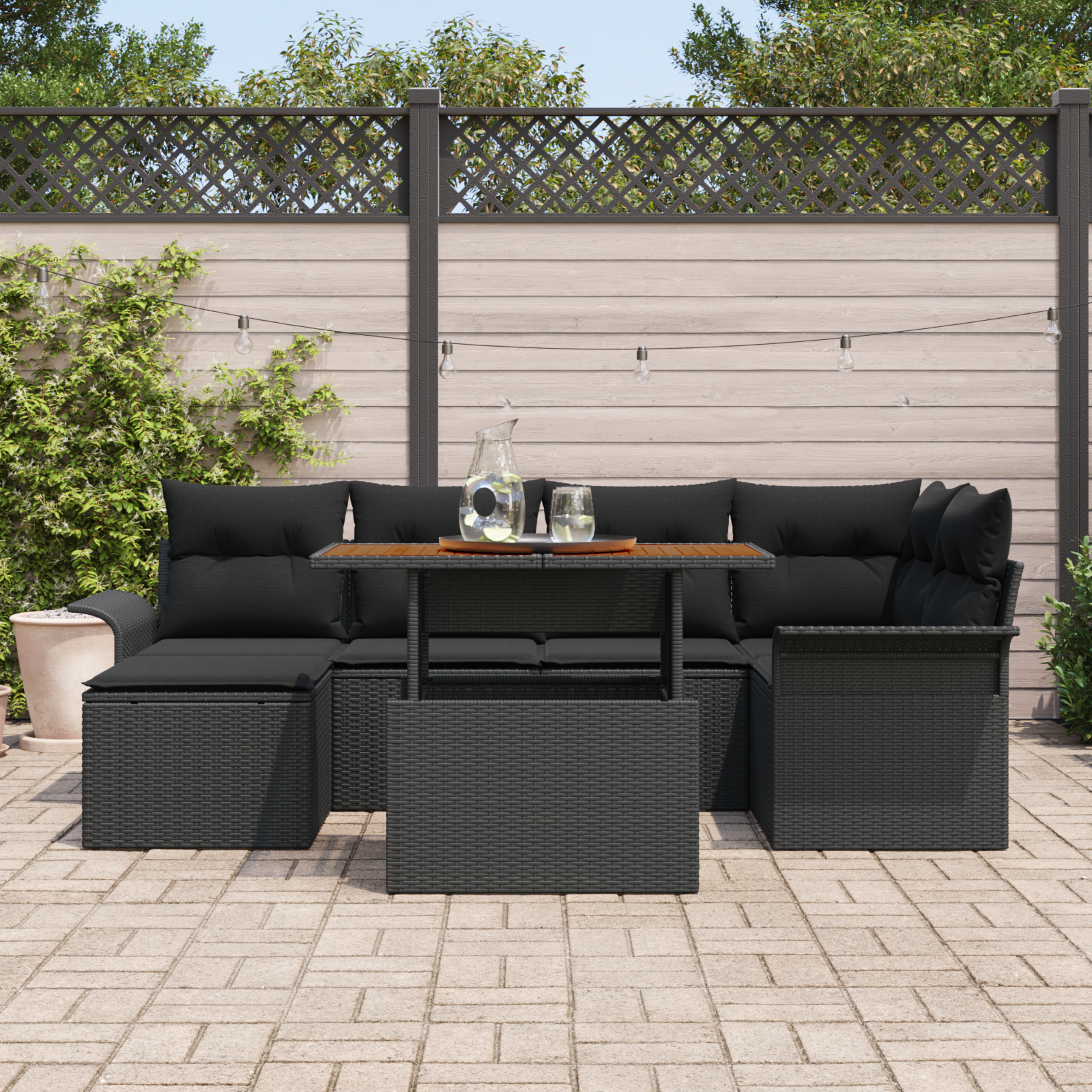 vidaXL Set de canapele pentru grădină cu pernă 7 pcs Negru vidaXL Set de canapele pentru grădină cu pernă 7 pcs Negru
