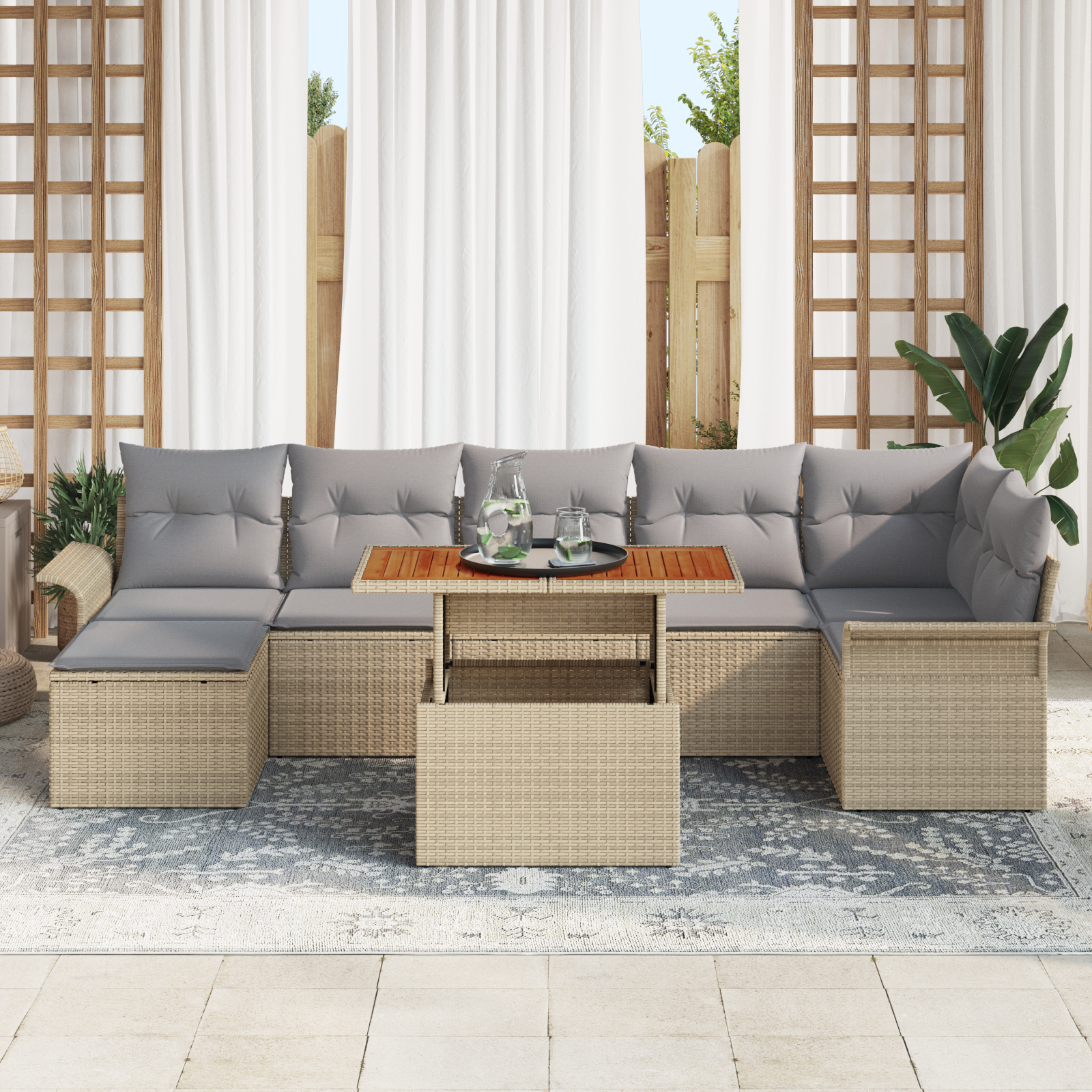 vidaXL Set de canapele pentru grădină 8 pcs bej și gri deschis
