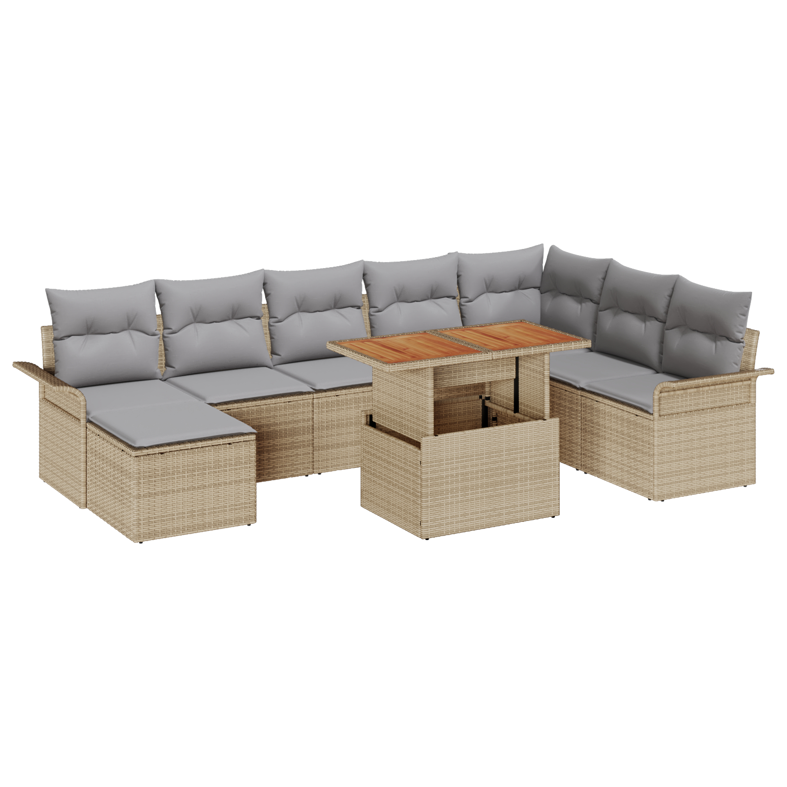 vidaXL Set de canapele pentru grădină 9 pcs bej și gri deschis