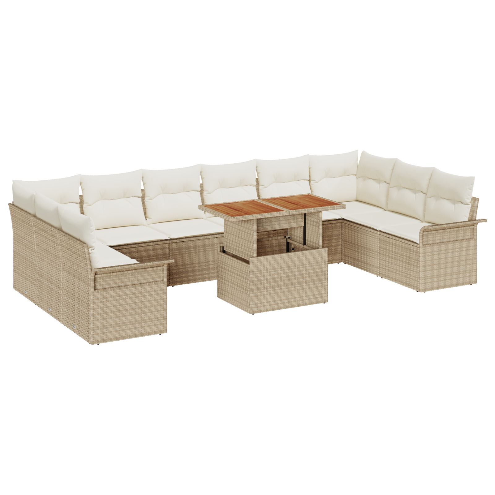 vidaXL Set de canapele pentru grădină cu pernă 11 pcs bej și crem vidaXL Set de canapele pentru grădină cu pernă 11 pcs bej și crem