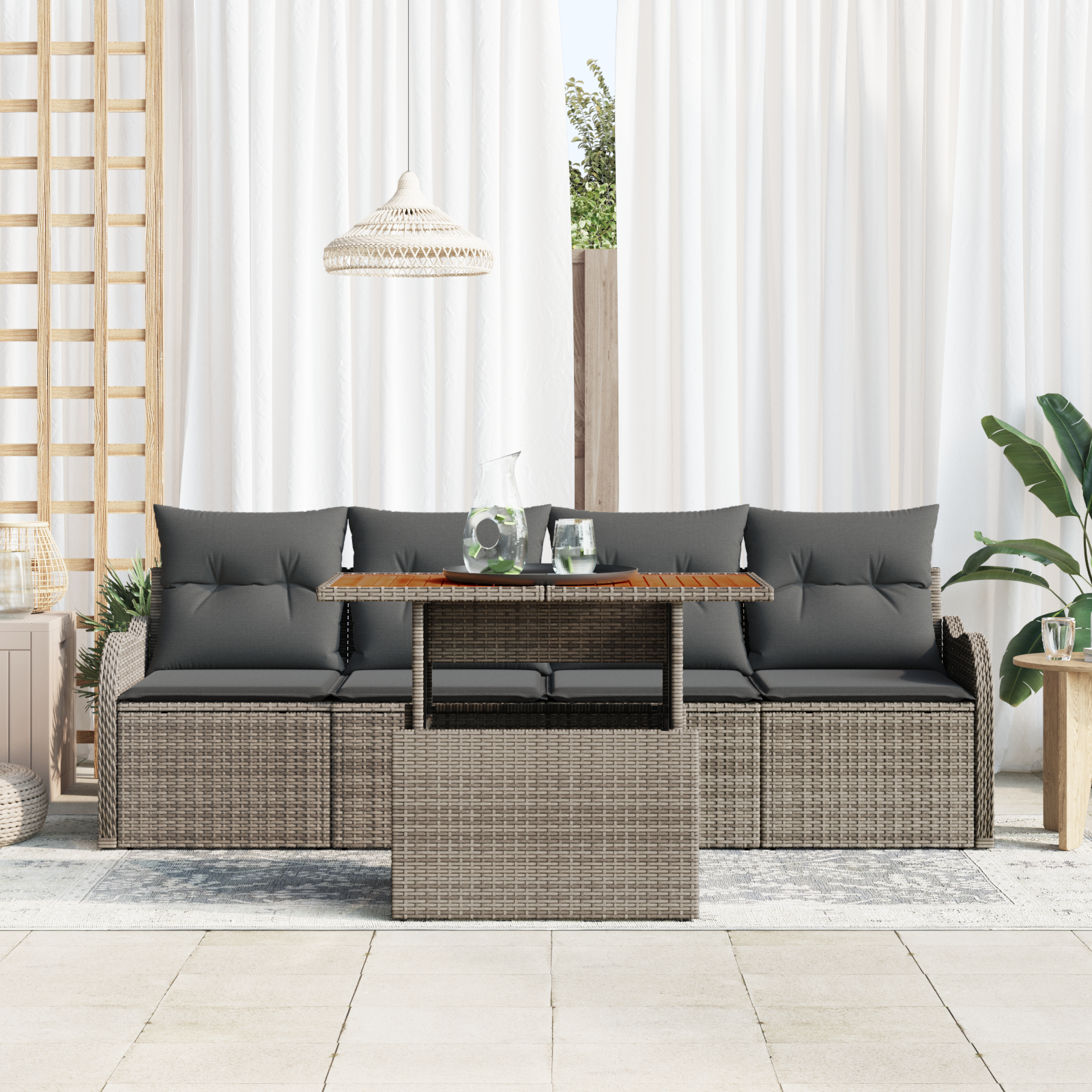 vidaXL Set de canapele pentru grădină 5 pcs Gri 100 x 55 x 73 cm