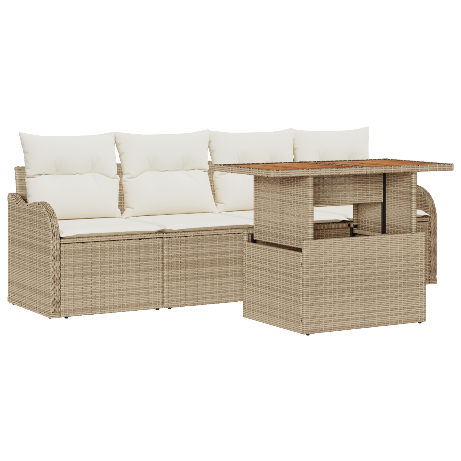 vidaXL Set de canapele pentru grădină cu pernă 5 pcs bej și crem