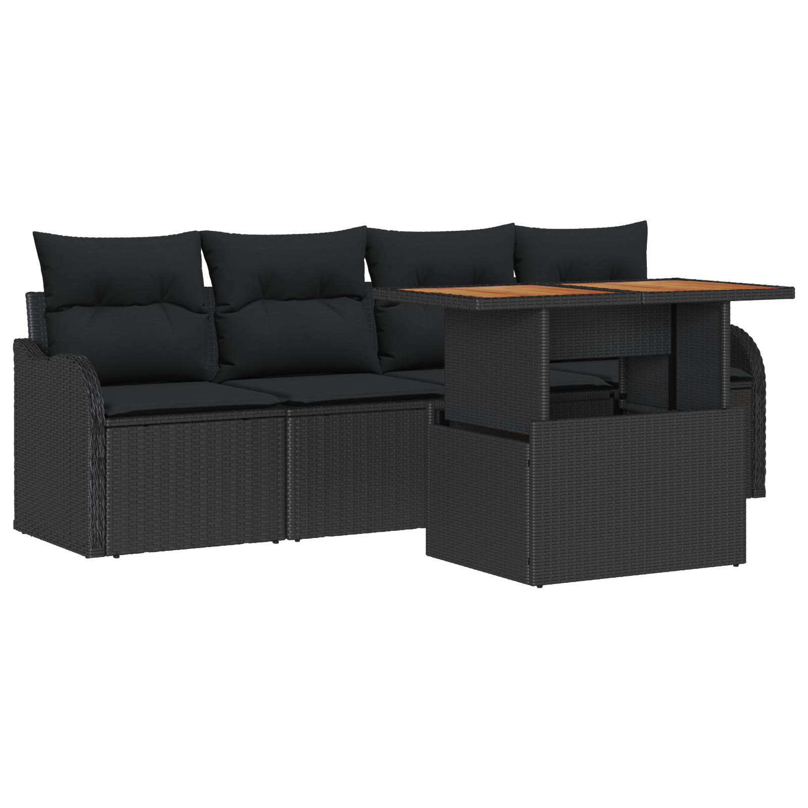 vidaXL Set de canapele pentru grădină 5 pcs Negru 100 x 55 x 73 cm