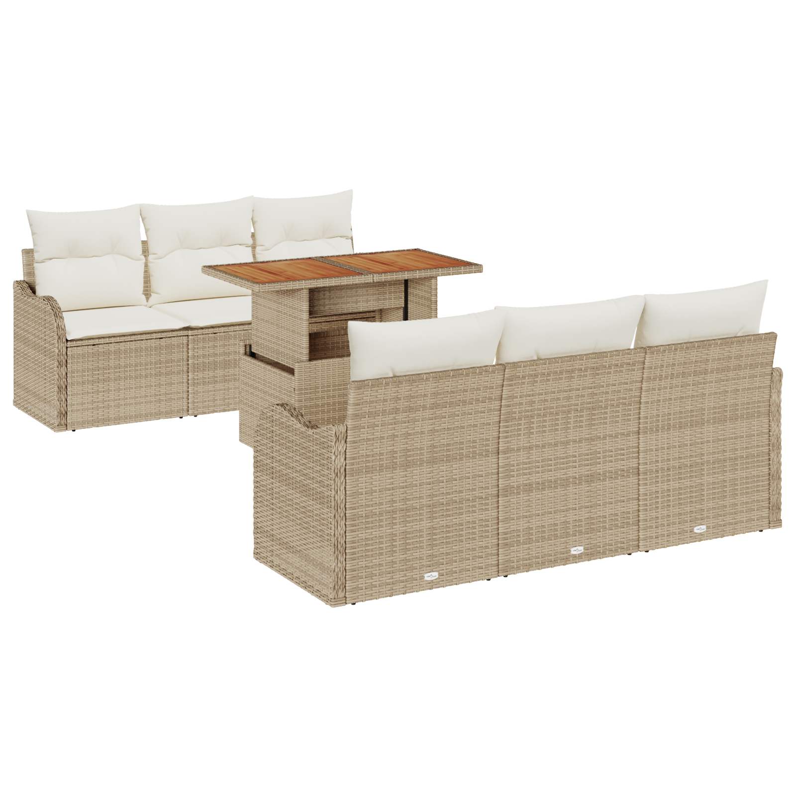 vidaXL Set de canapele pentru grădină cu pernă 7 pcs bej și crem vidaXL Set de canapele pentru grădină cu pernă 7 pcs bej și crem