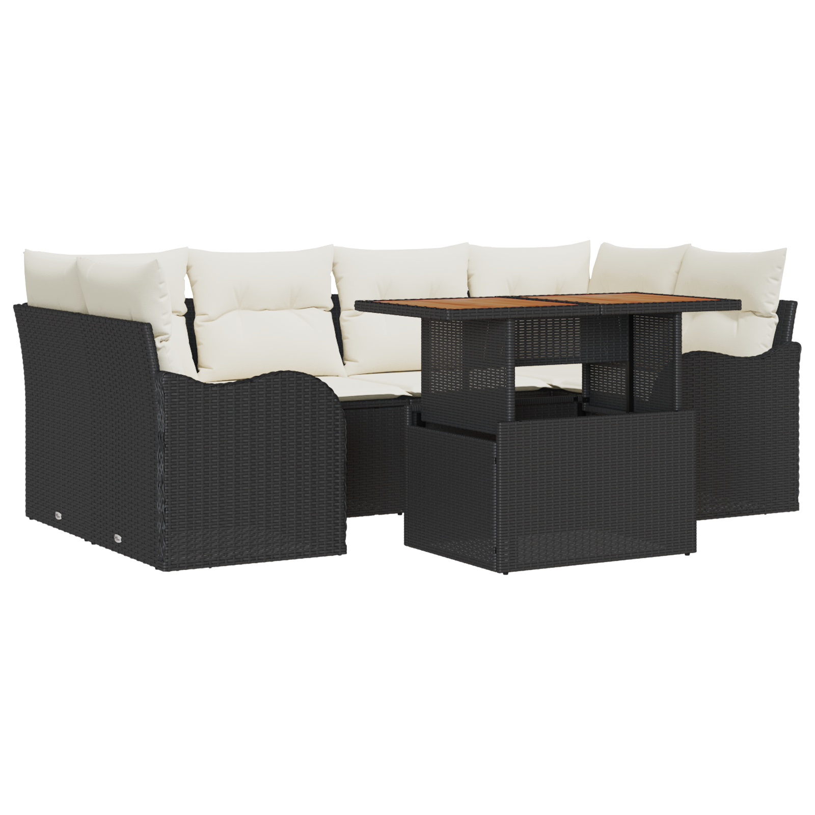 vidaXL Set de canapele pentru grădină cu pernă 7 pcs negru și crem vidaXL Set de canapele pentru grădină cu pernă 7 pcs negru și crem