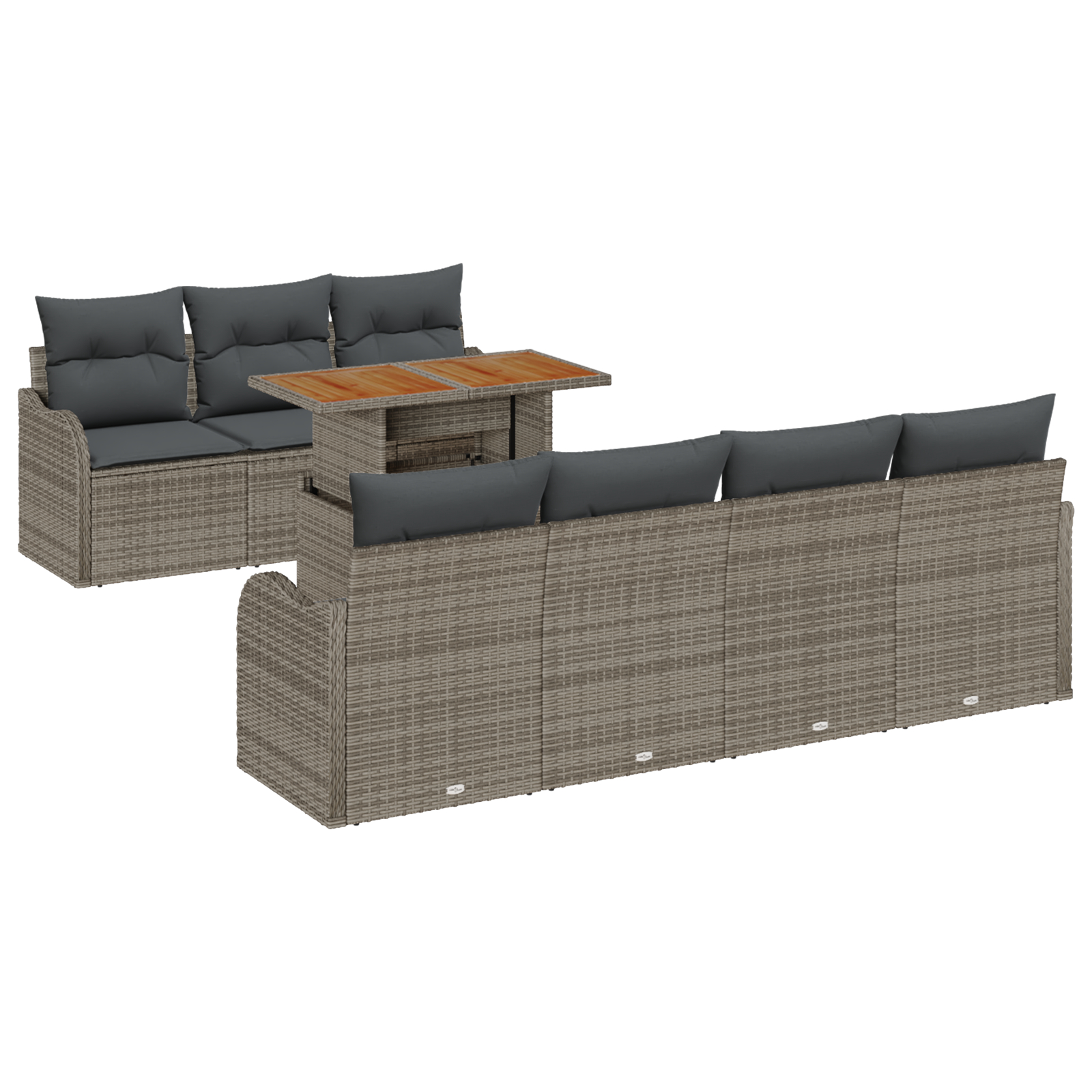 vidaXL Set de canapele pentru grădină 8 pcs Gri 100 x 55 x 73 cm