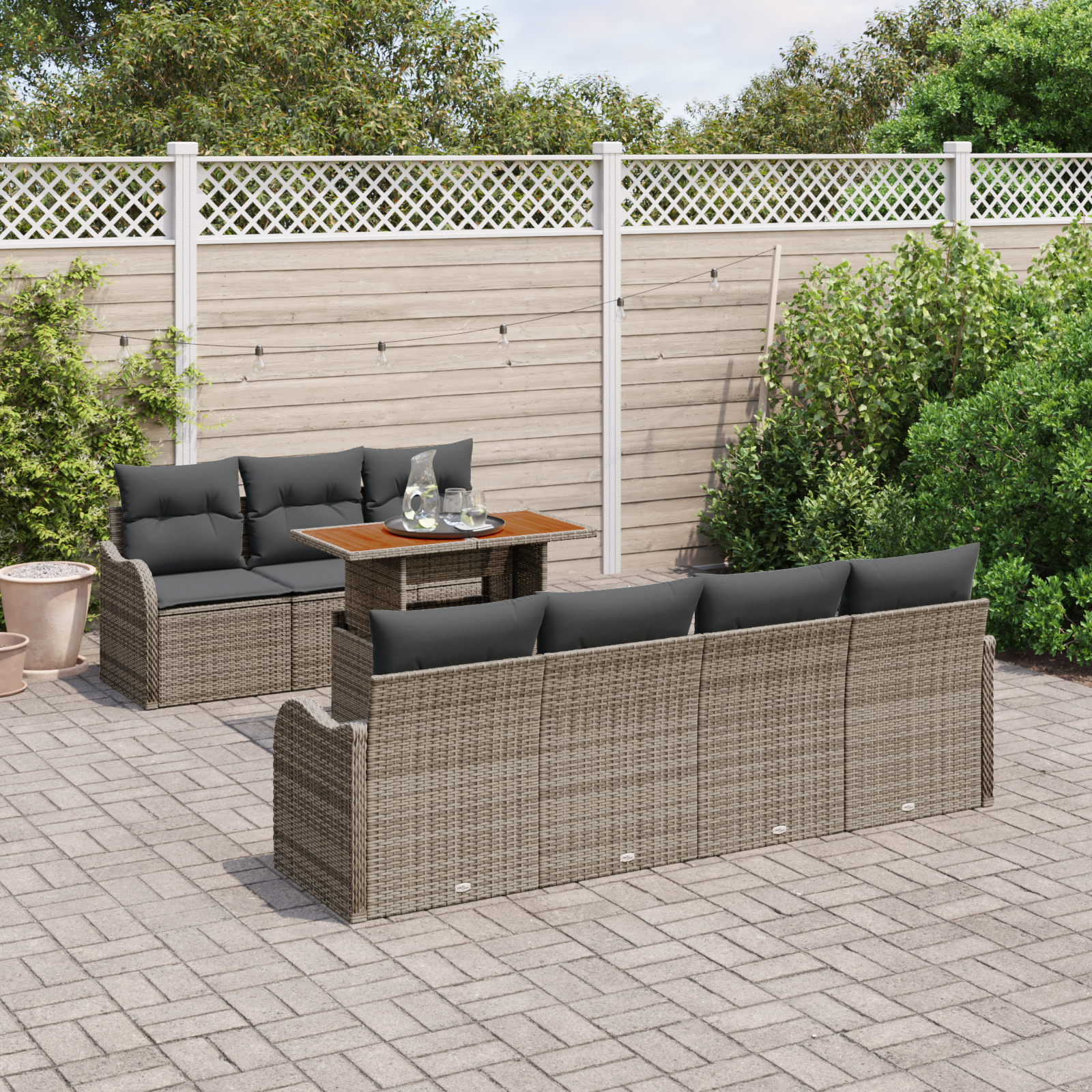 vidaXL Set de canapele pentru grădină 8 pcs Gri 100 x 55 x 73 cm