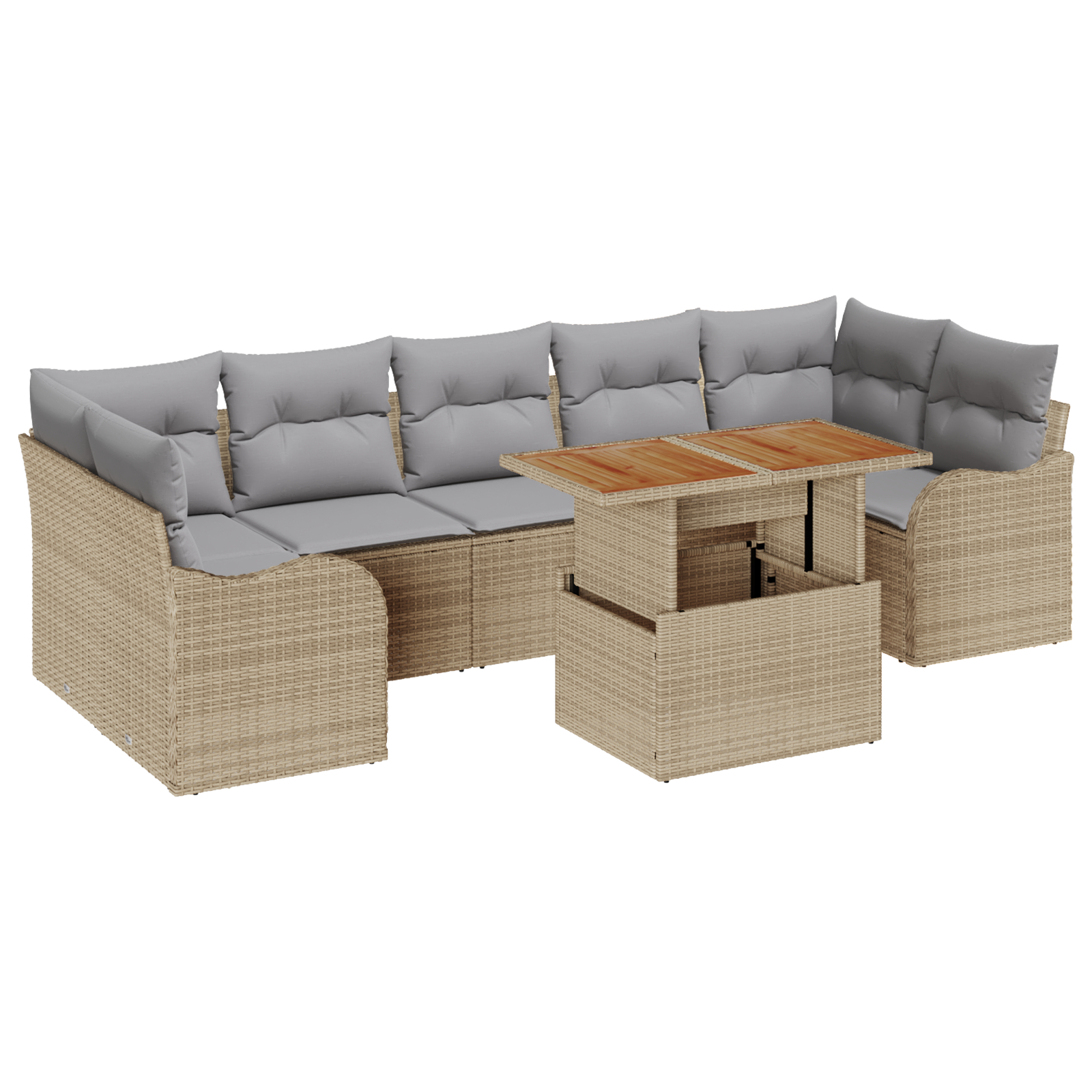 vidaXL Set de canapele pentru grădină 8 pcs bej și gri deschis