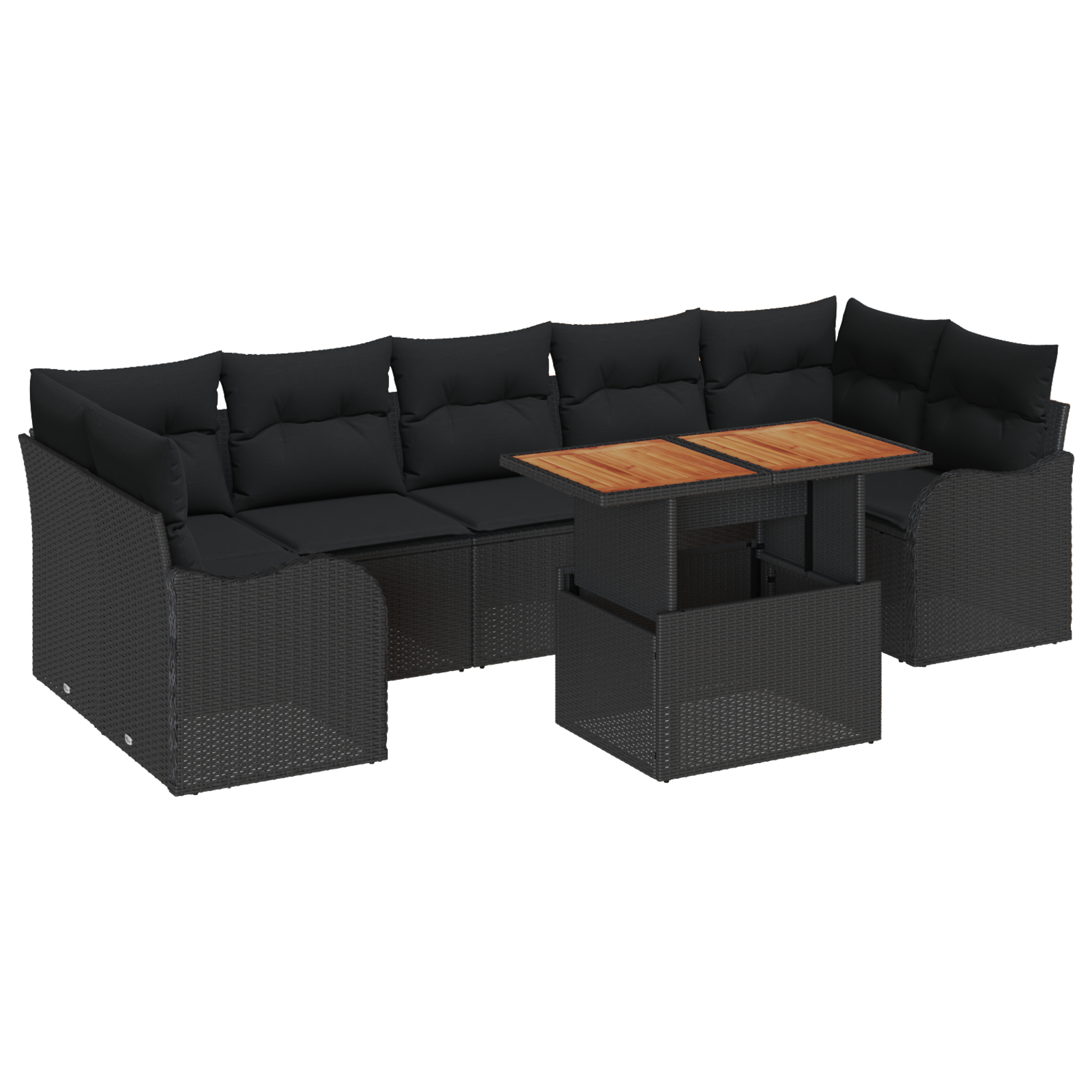 vidaXL Set de canapele pentru grădină 8 pcs Negru 100 x 55 x 73 cm