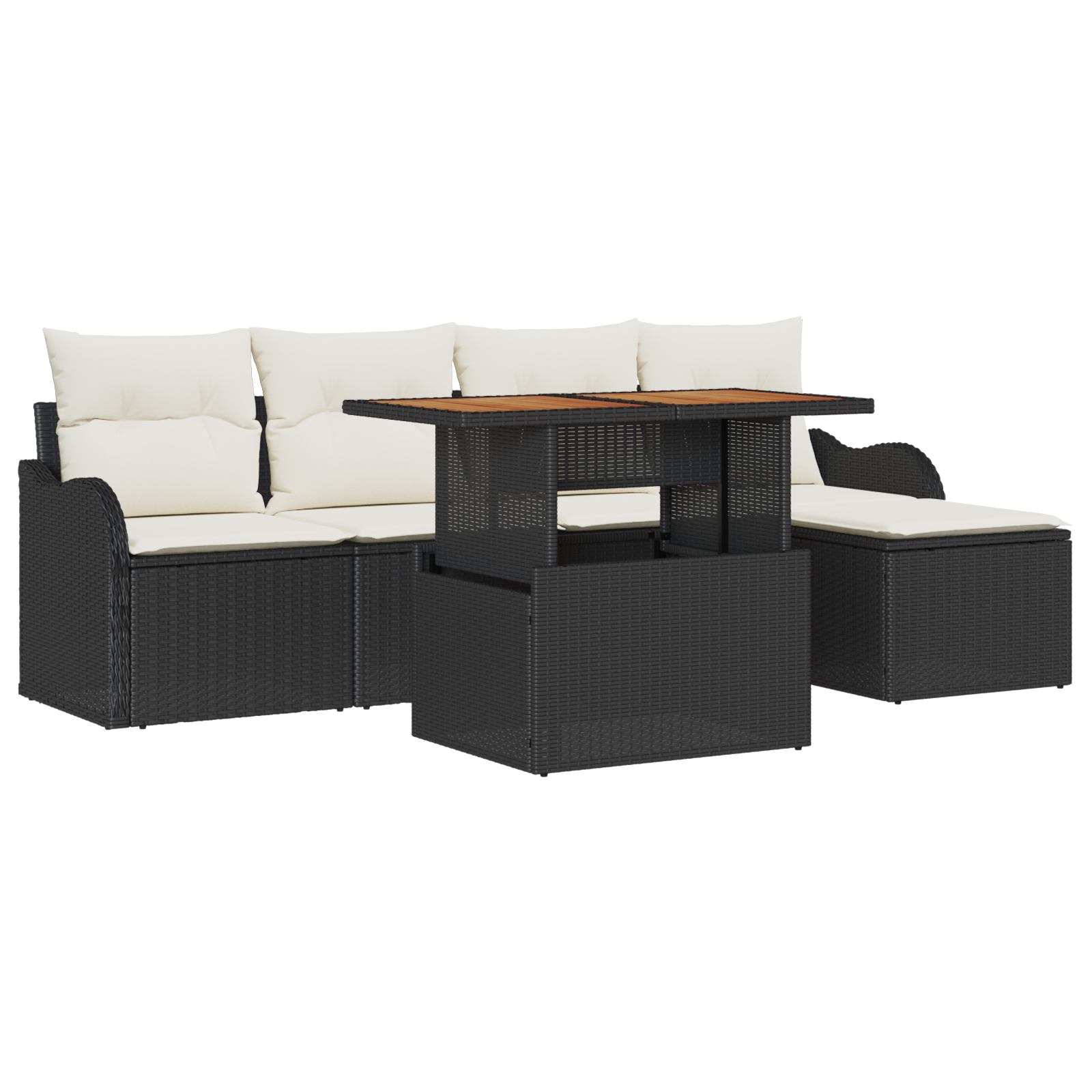 vidaXL Set de canapele pentru grădină cu pernă 6 pcs negru și crem vidaXL Set de canapele pentru grădină cu pernă 6 pcs negru și crem