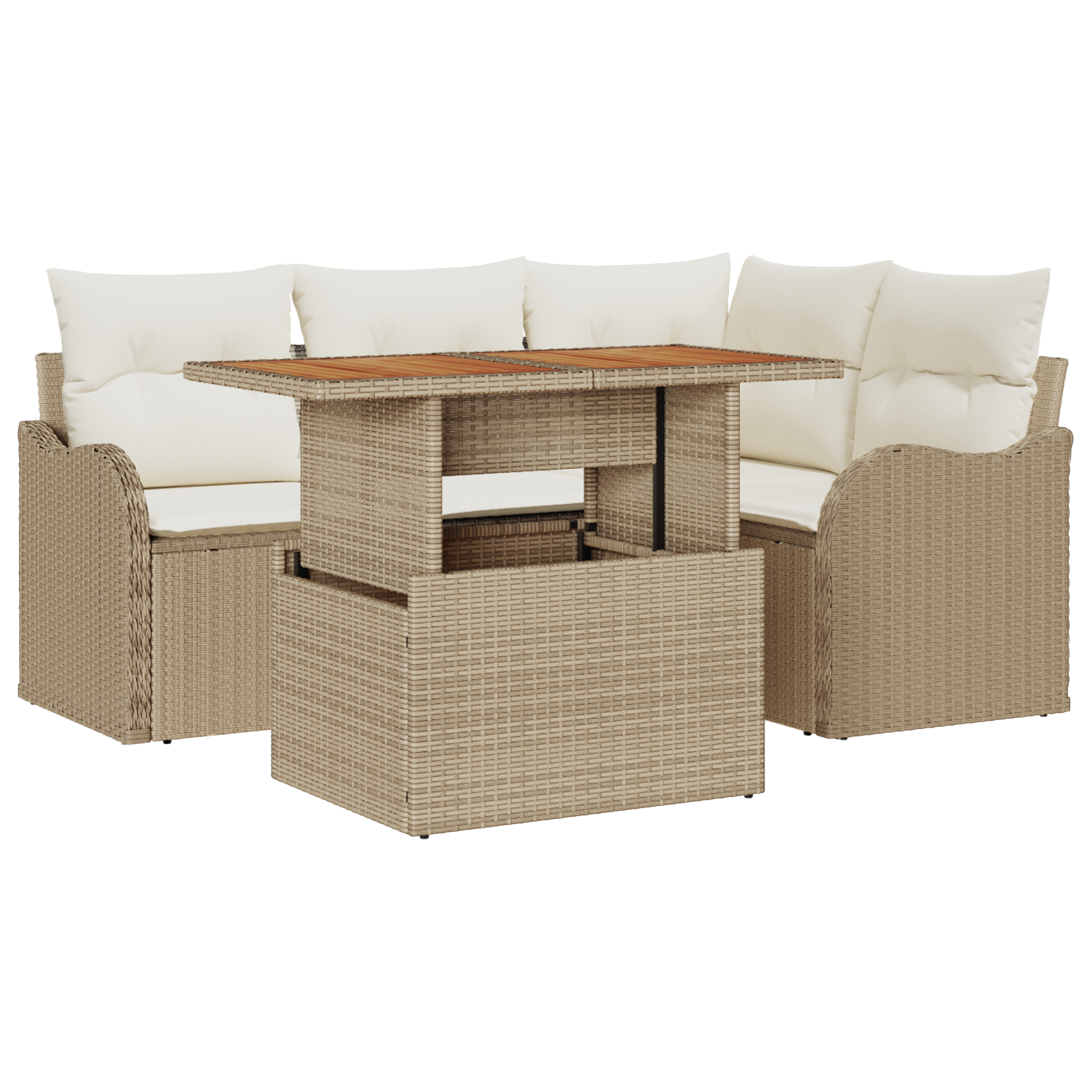 vidaXL Set de canapele pentru grădină cu pernă 5 pcs bej și crem vidaXL Set de canapele pentru grădină cu pernă 5 pcs bej și crem