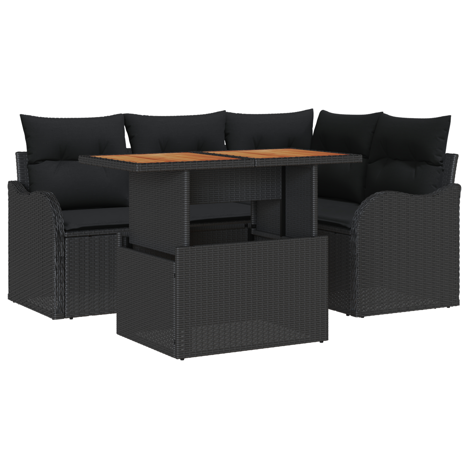 vidaXL Set de canapele pentru grădină 5 pcs Negru 100 x 55 x 73 cm
