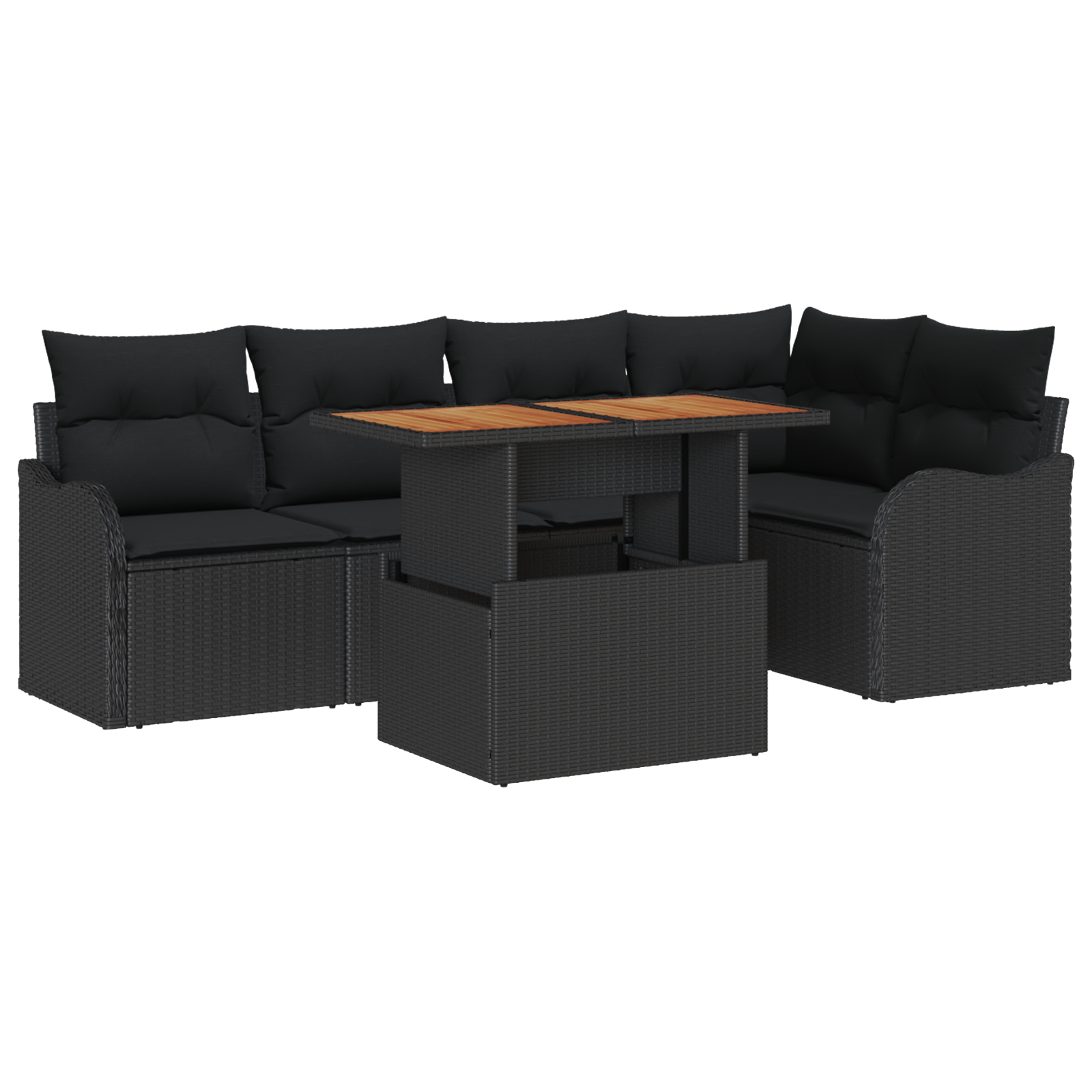 vidaXL Set de canapele pentru grădină 6 pcs Negru 100 x 55 x 73 cm