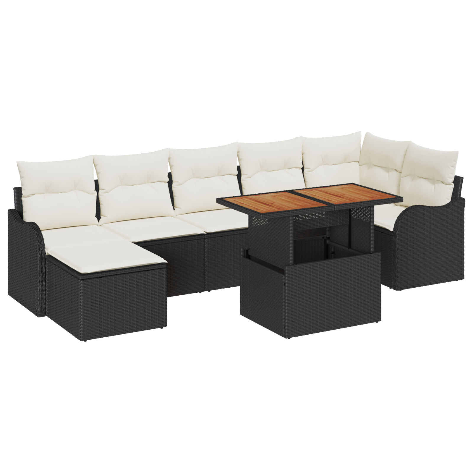 vidaXL Set de canapele pentru grădină cu pernă 8 pcs negru și crem