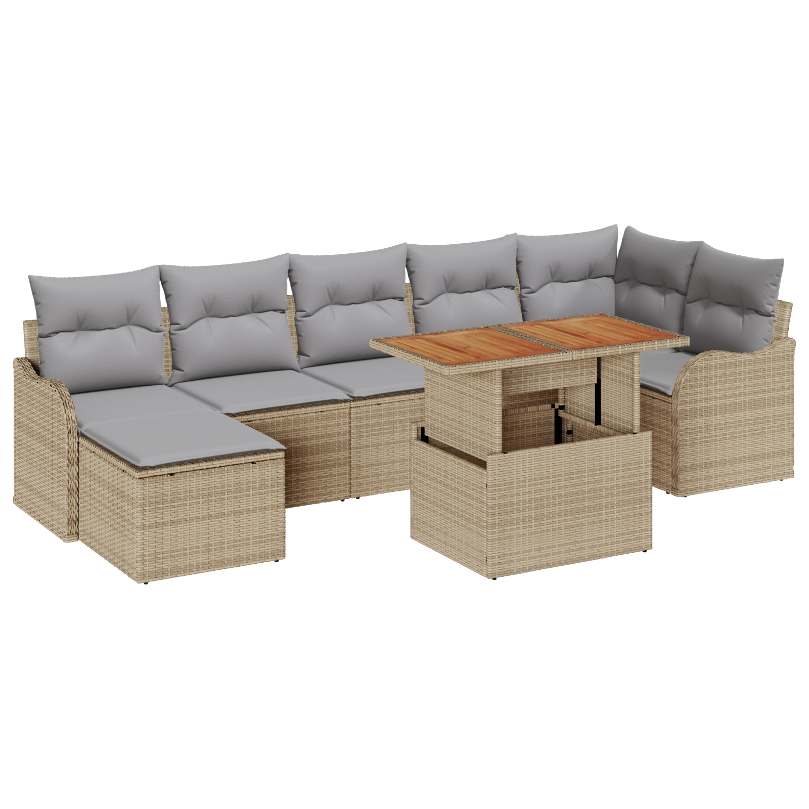 vidaXL Set de canapele pentru grădină 8 pcs bej și gri deschis