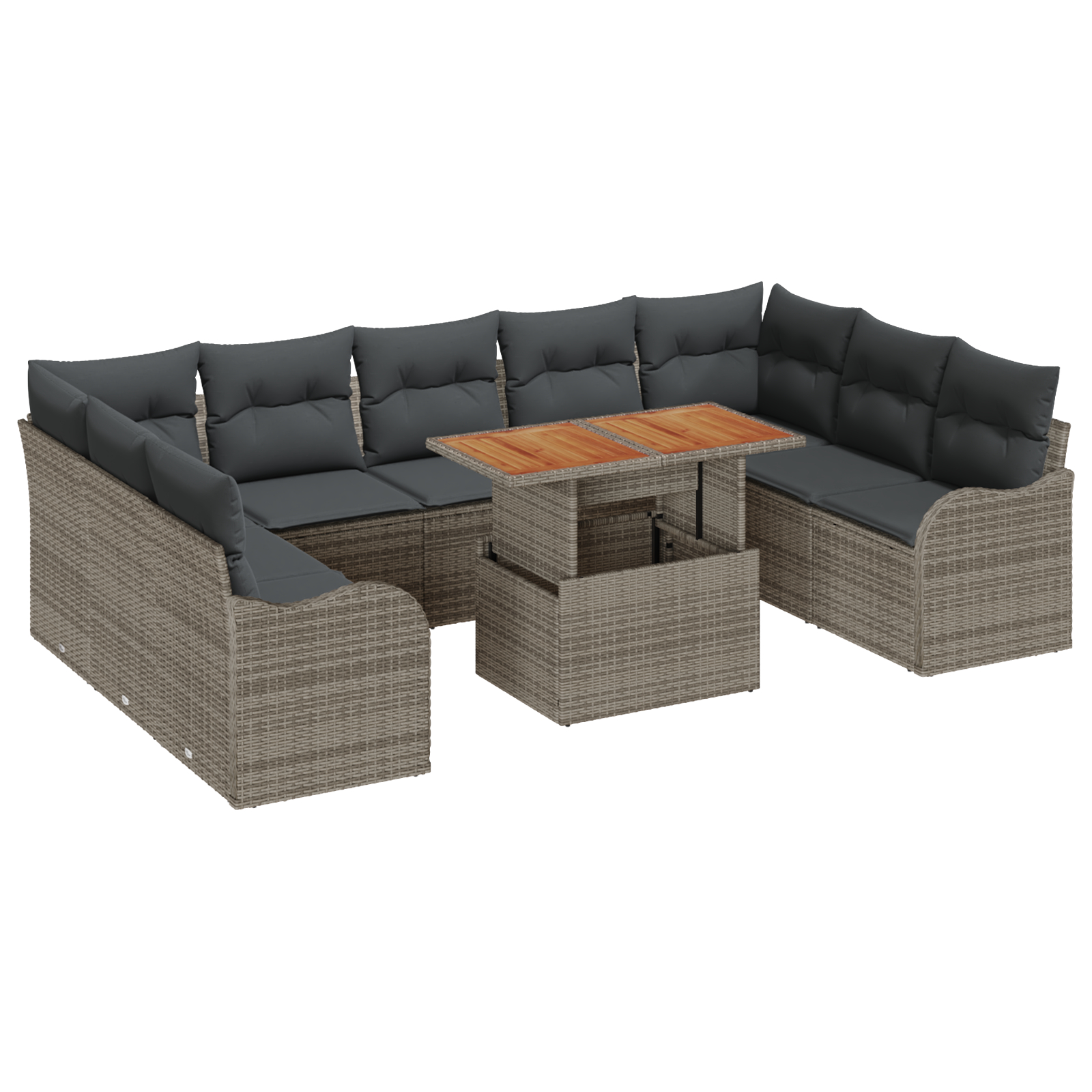 vidaXL Set de canapele pentru grădină 10 pcs Gri 100 x 55 x 73 cm vidaXL Set de canapele pentru grădină 10 pcs Gri 100 x 55 x 73 cm
