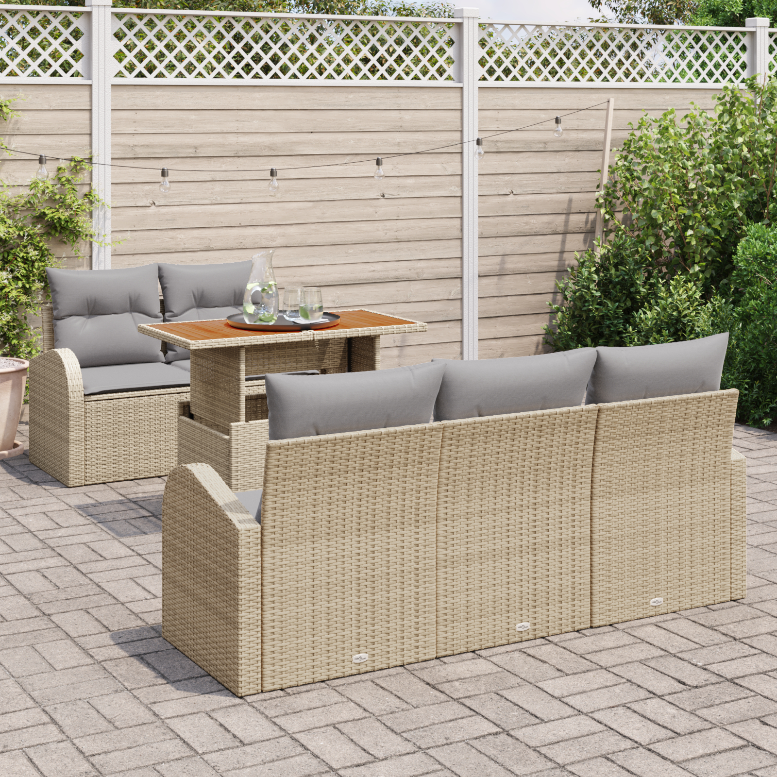 vidaXL Set de canapele pentru grădină 6 pcs bej și gri deschis