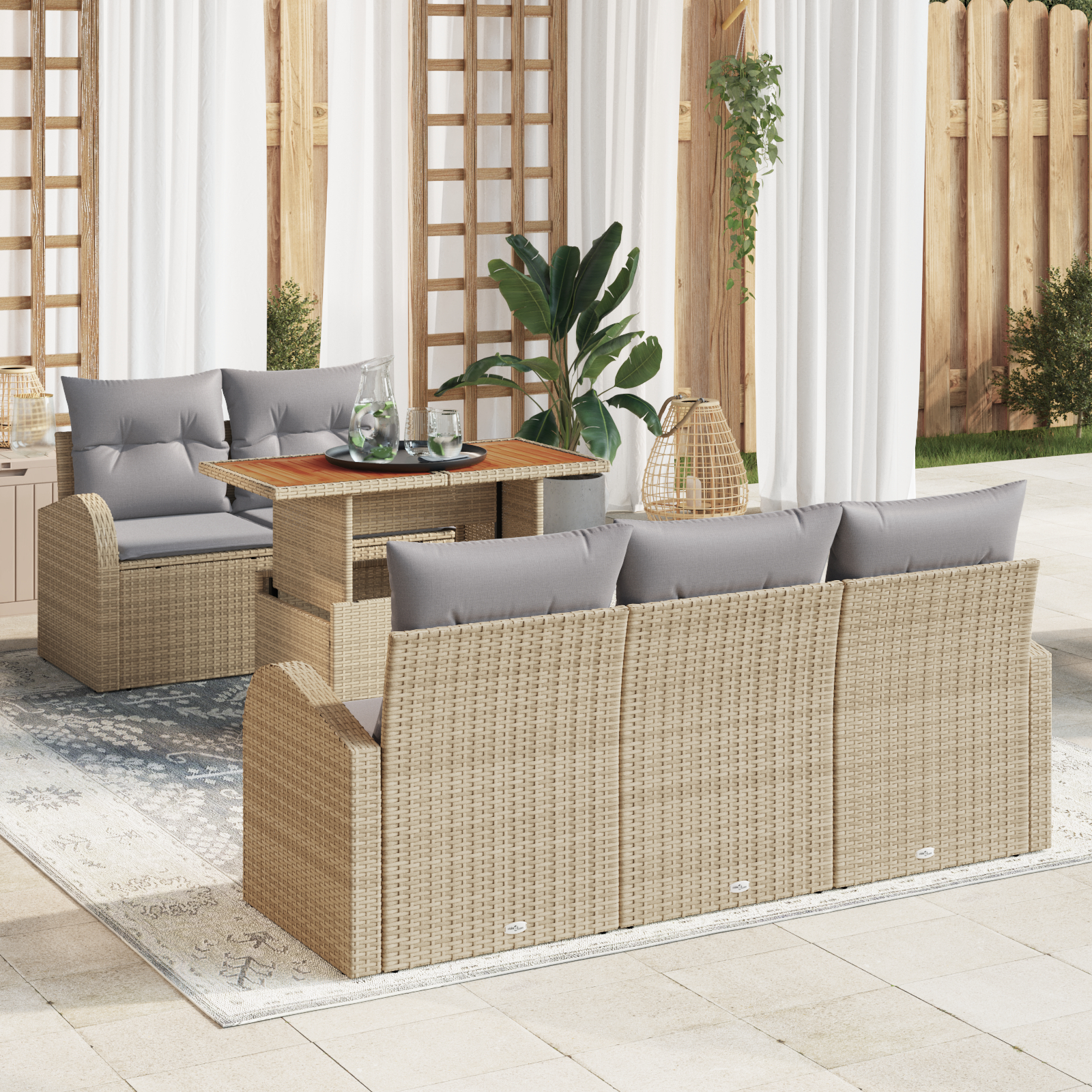 vidaXL Set de canapele pentru grădină 6 pcs bej și gri deschis