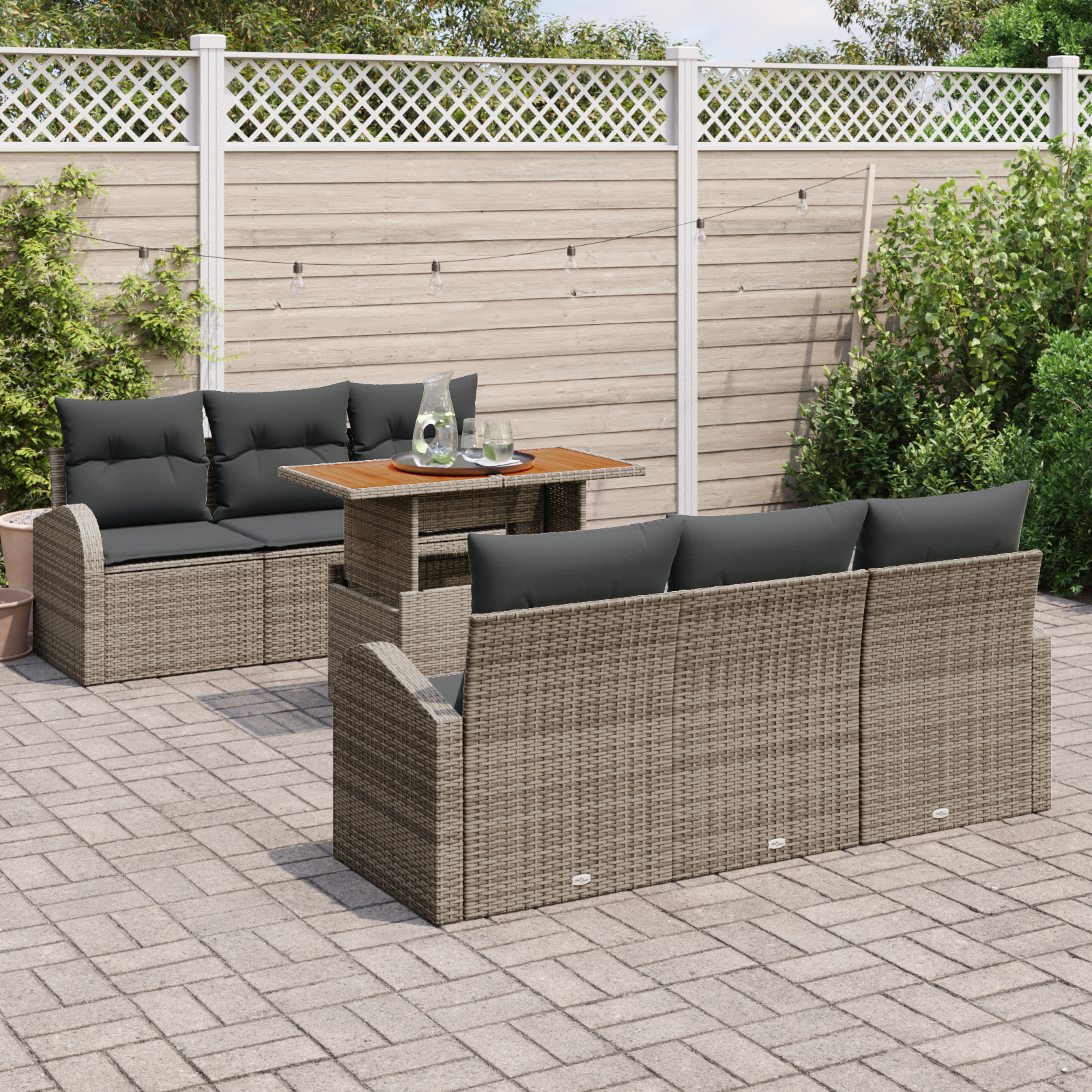 vidaXL Set de canapele pentru grădină 7 pcs Gri 100 x 55 x 73 cm