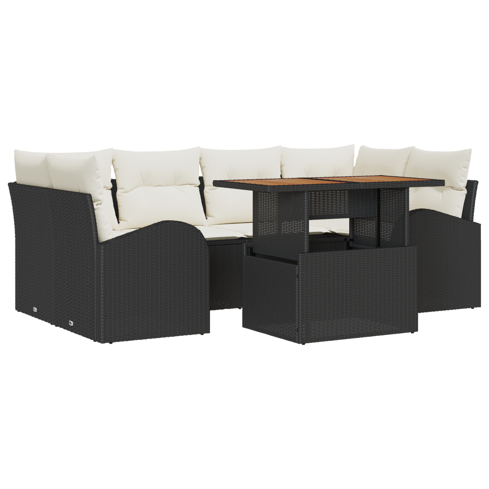 vidaXL Set de canapele pentru grădină cu pernă 7 pcs negru și crem vidaXL Set de canapele pentru grădină cu pernă 7 pcs negru și crem