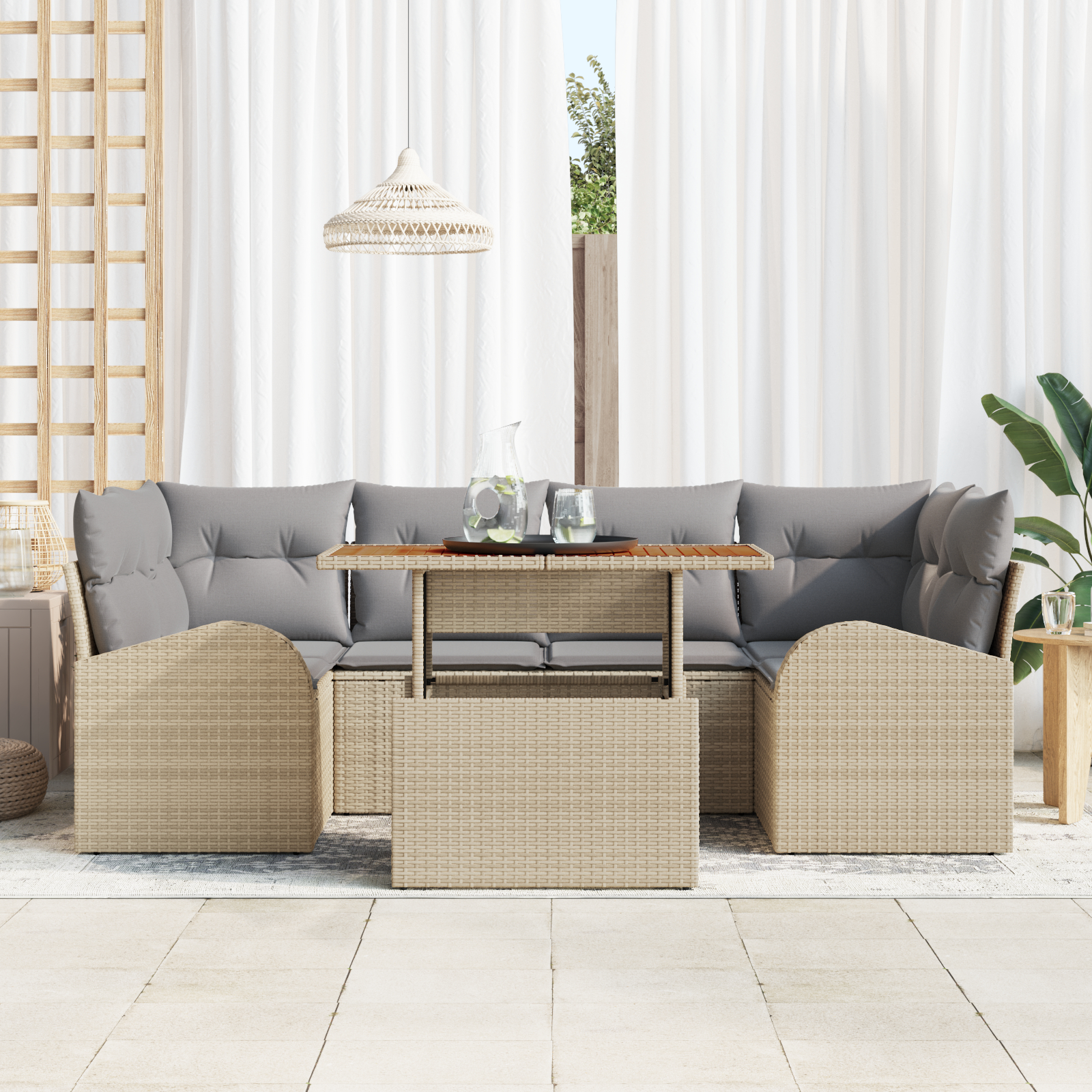 vidaXL Set de canapele pentru grădină Manual 7 pcs bej și gri deschis
