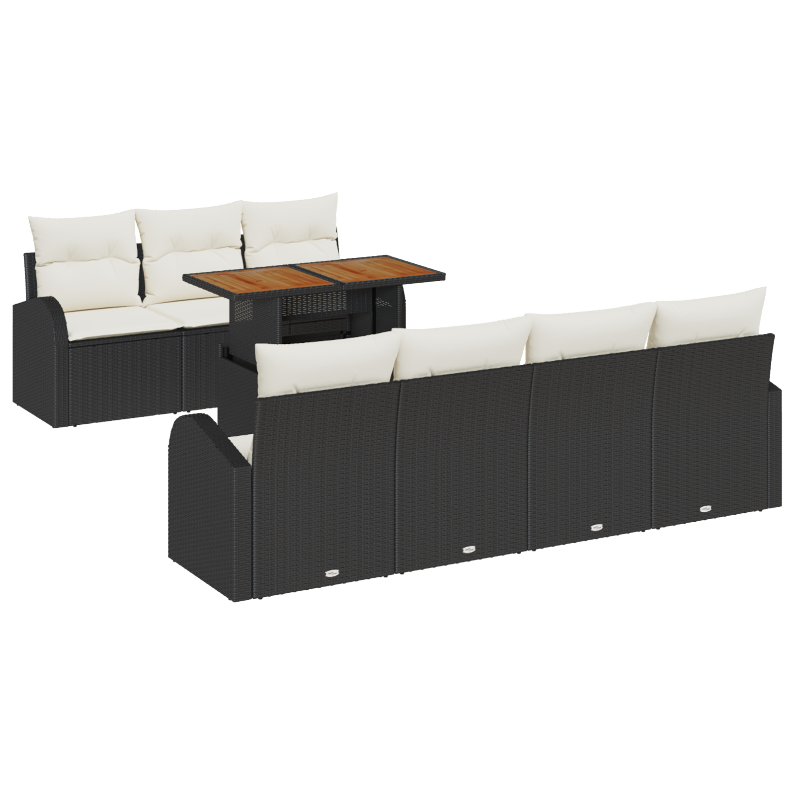 vidaXL Set de canapele pentru grădină cu pernă 8 pcs negru și crem