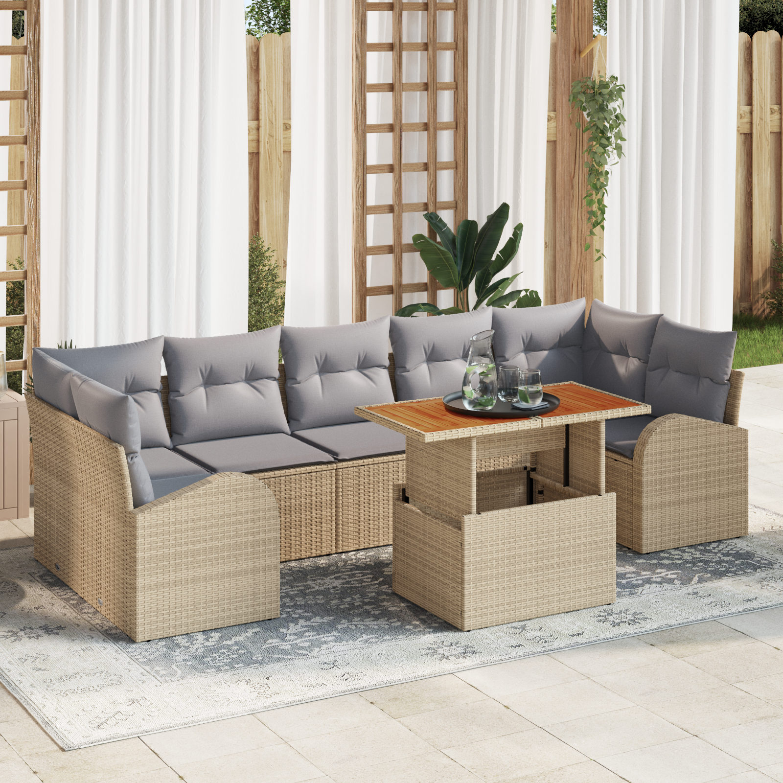 vidaXL Set de canapele pentru grădină Manual 8 pcs bej și gri deschis